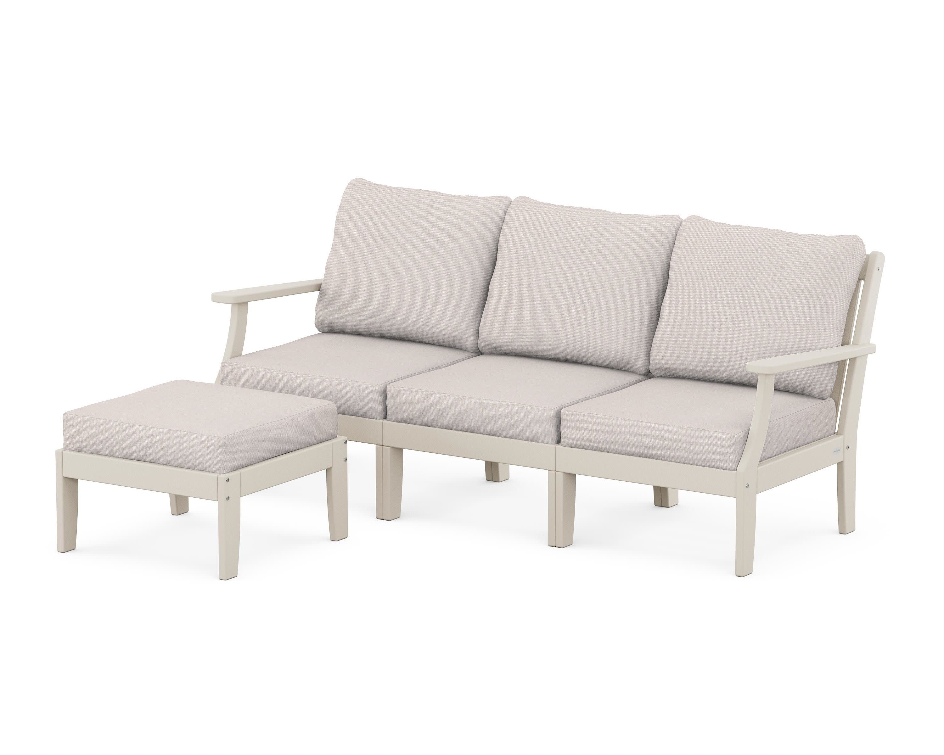 Braxton Modular 4-Piece Deep Seating Set with Ottoman in Sand / Dune Burlap