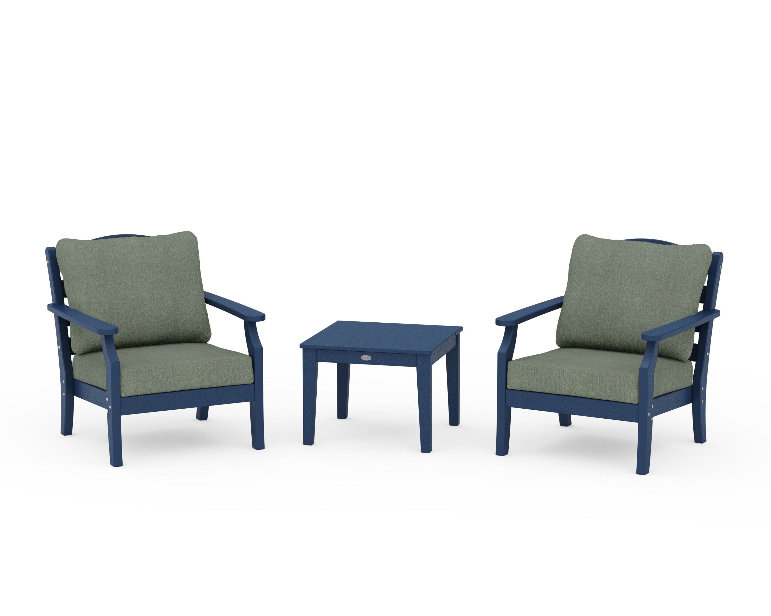 Savannah 3-Piece Deep Seating Set in Navy / Cast Sage