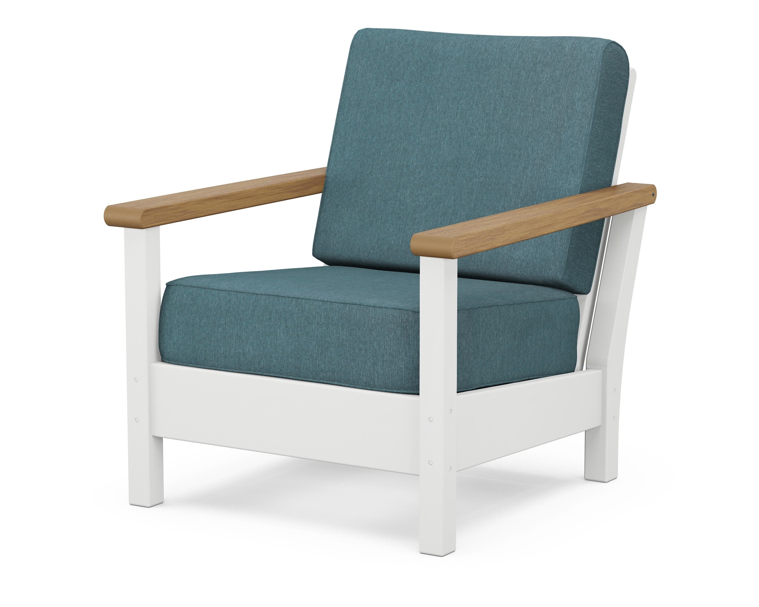 Harbour Deep Seating Chair in White / Natural / Ocean Teal
