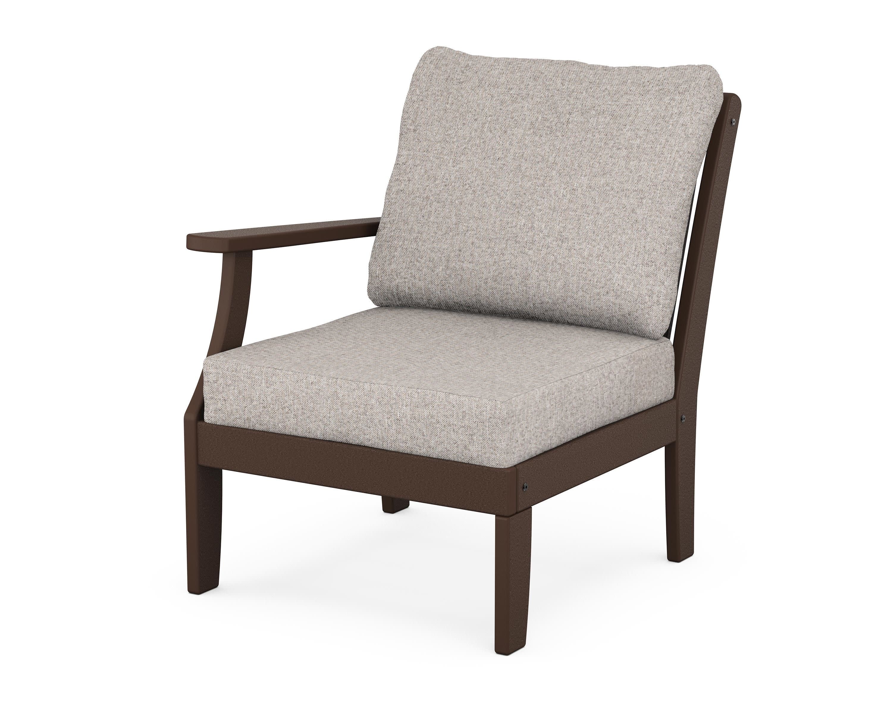 Braxton Modular Left Arm Chair in Mahogany / Weathered Tweed