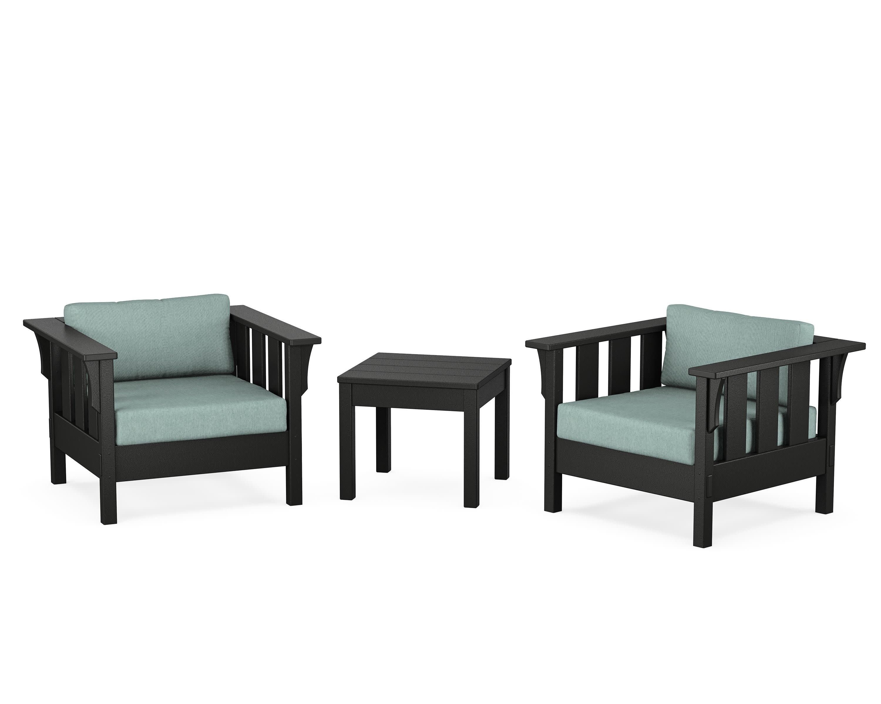 Acadia 3-Piece Deep Seating Set in Black / Glacier Spa