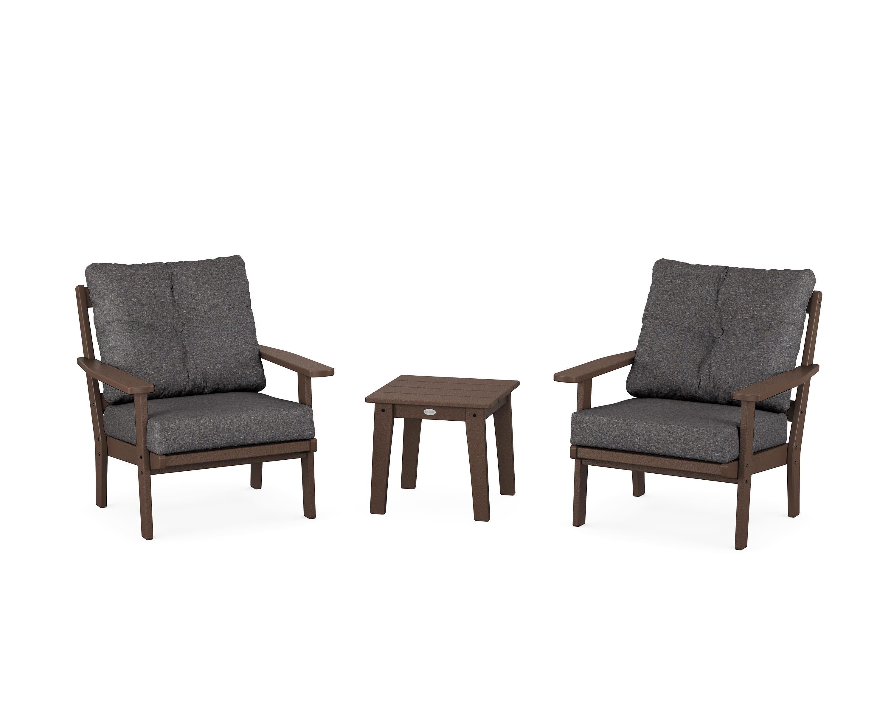 Oxford 3-Piece Deep Seating Set in Mahogany / Ash Charcoal