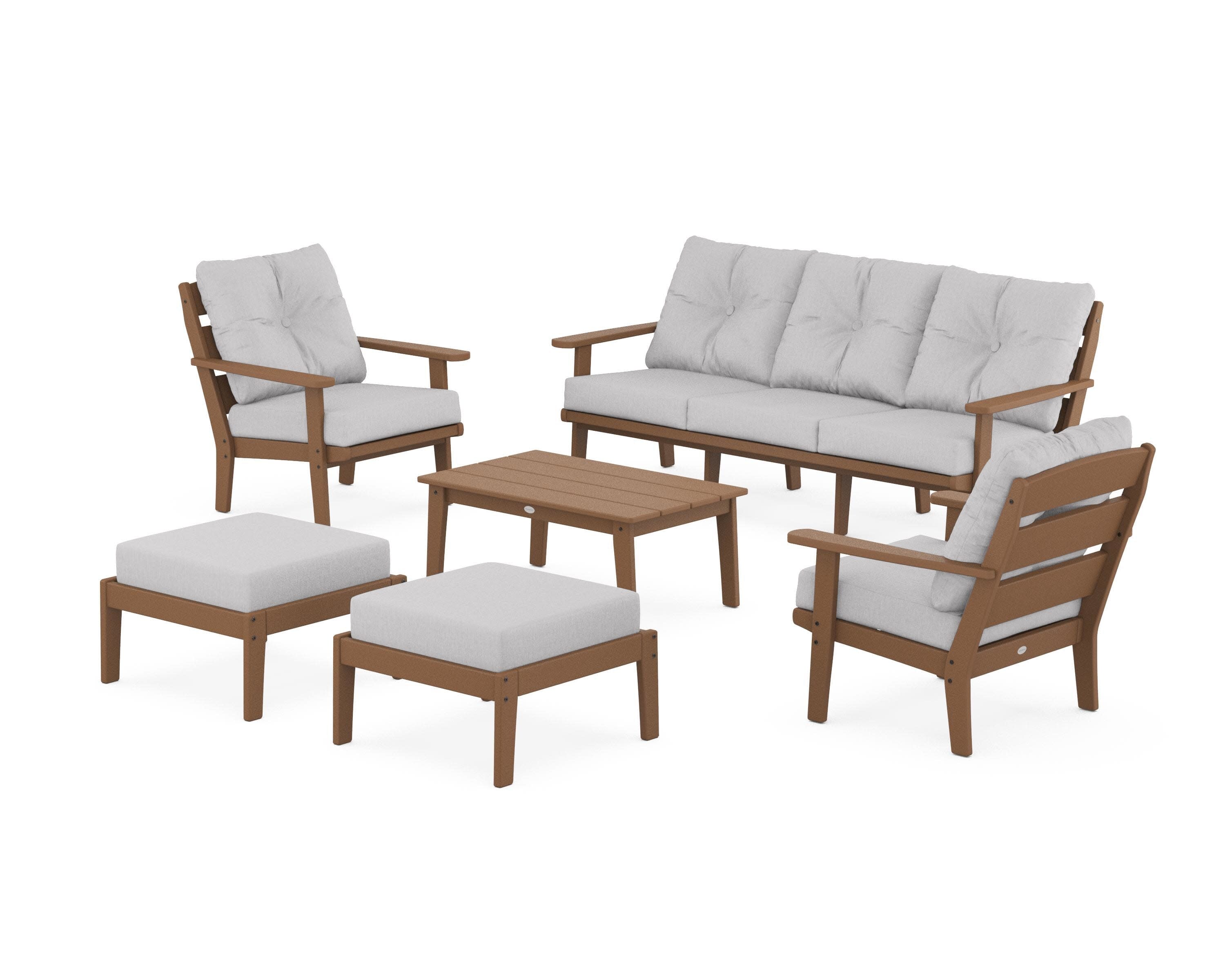 Lakeside 6-Piece Lounge Sofa Set in Teak / Granite