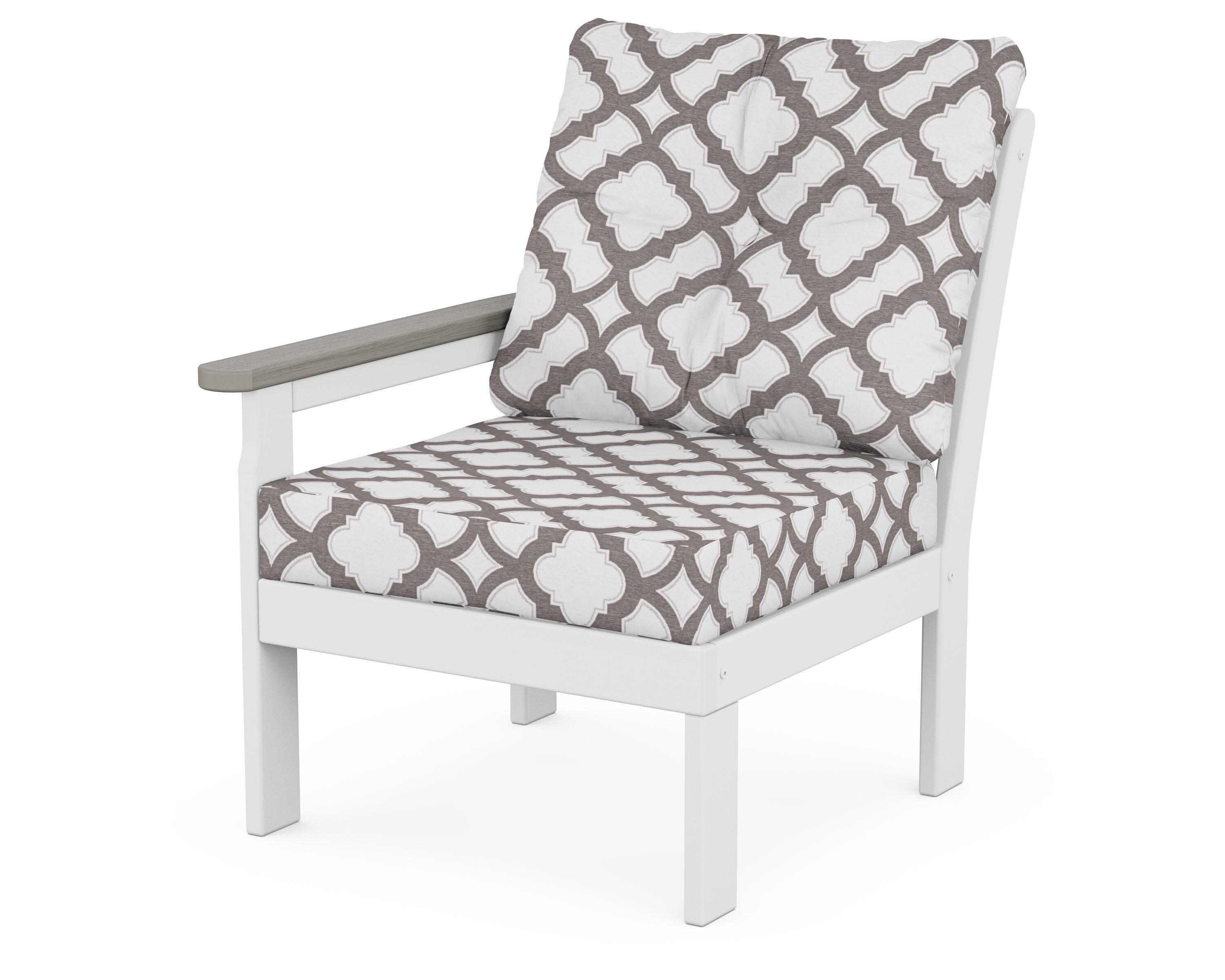 Vineyard Modular Left Arm Chair in White / Driftwood / Trellis Grey Mist