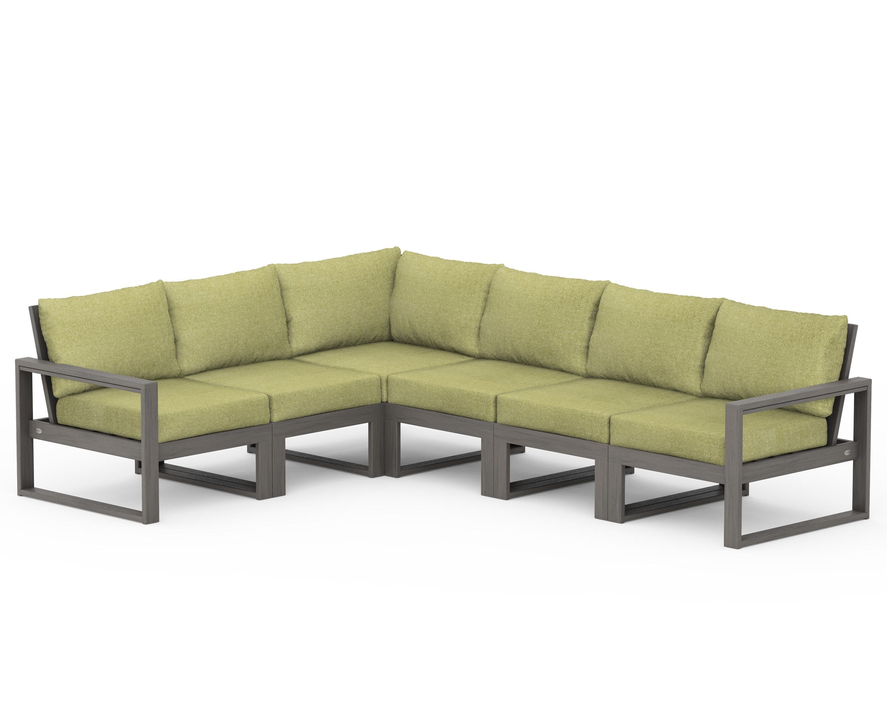 EDGE 6-Piece Modular Deep Seating Set in Driftwood / Chartreuse Boucle