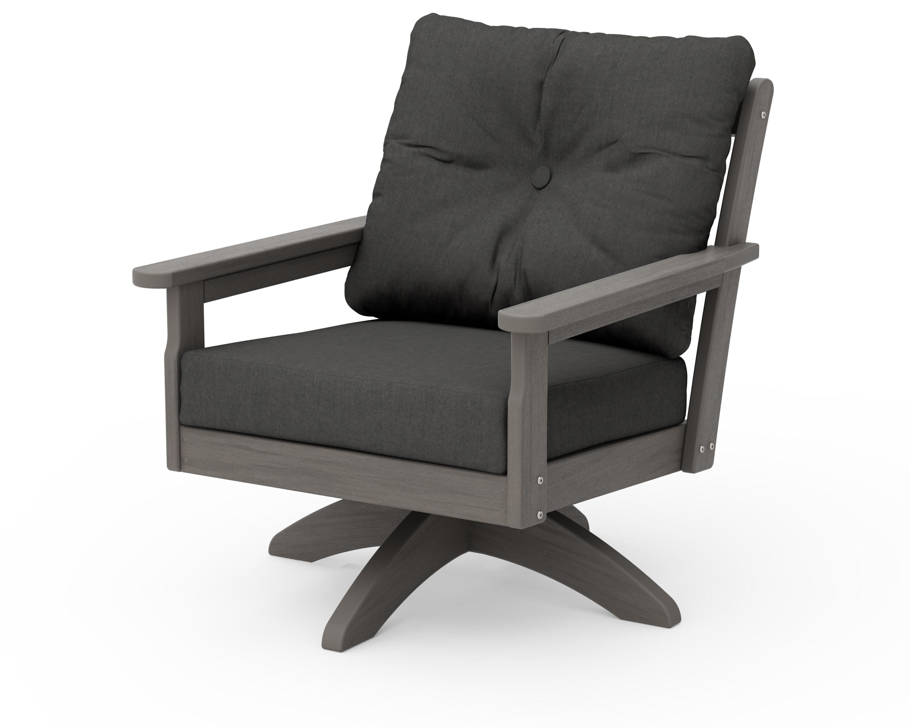 Vineyard Deep Seating Swivel Chair in Driftwood / Spectrum Carbon