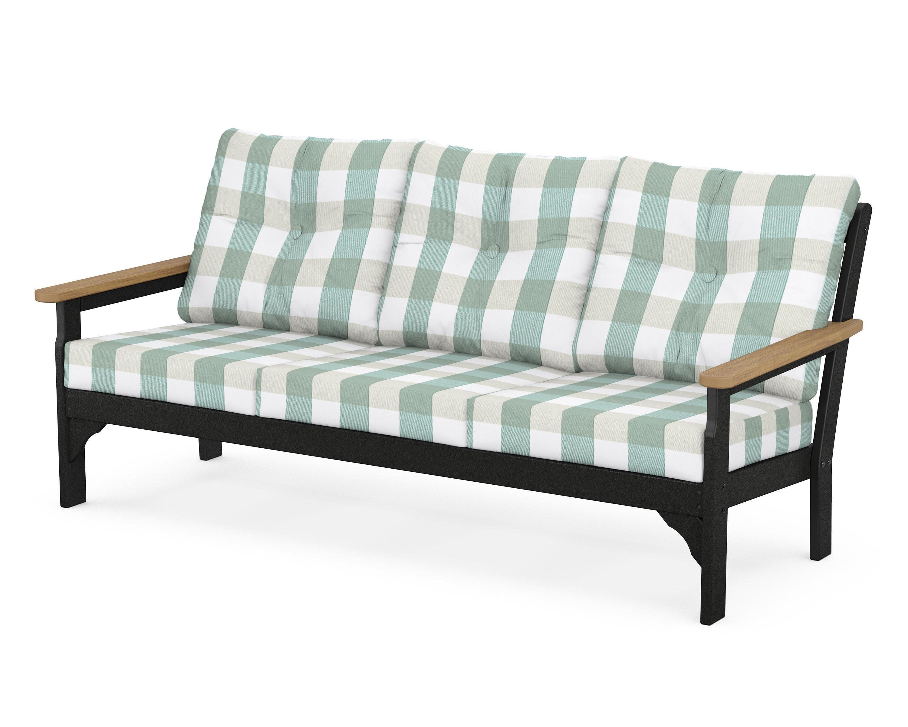 Vineyard Deep Seating Sofa in Black / Natural / Buffalo Plaid Glacier Spa