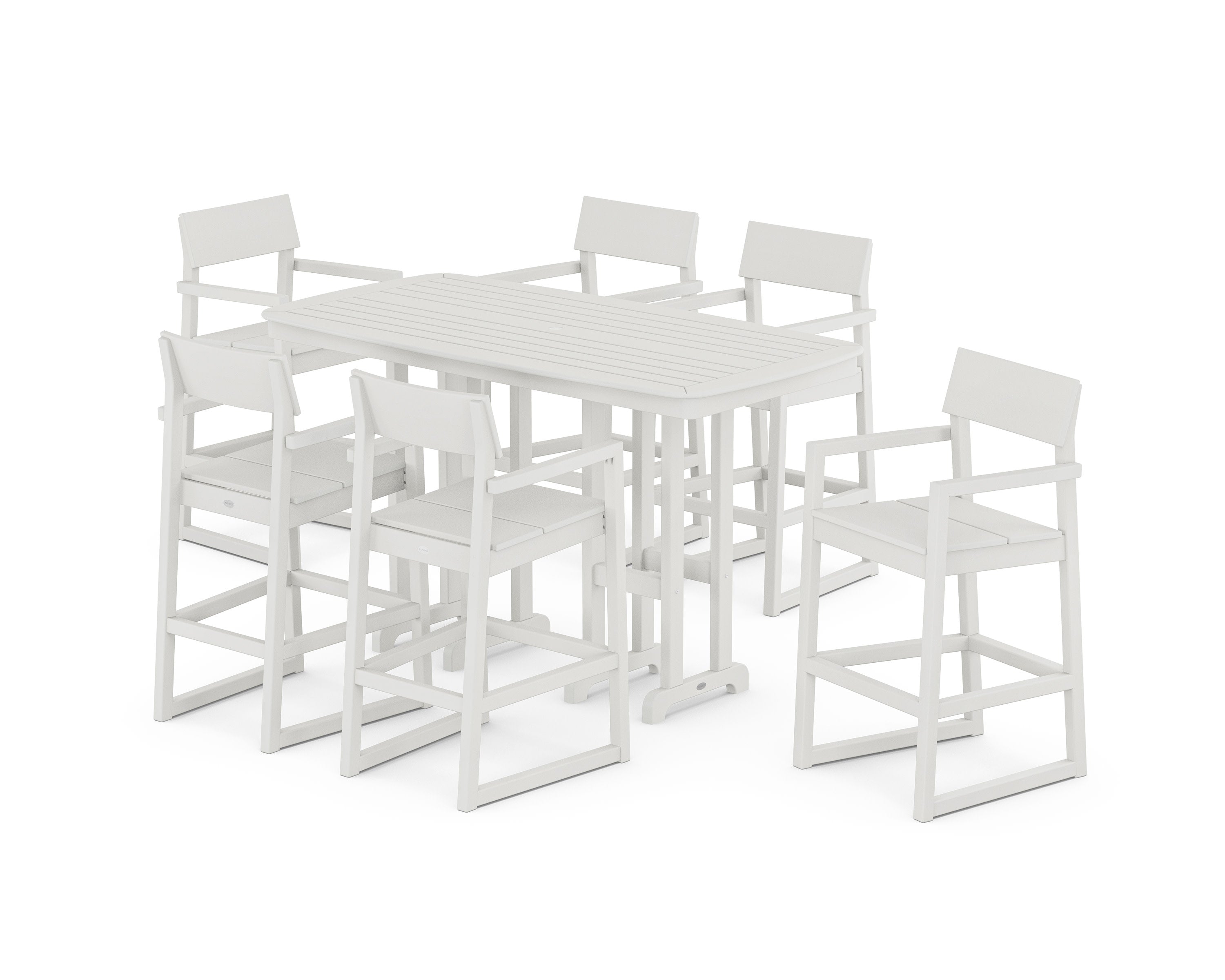 EDGE Arm Chair 7-Piece Bar Set in Vintage White