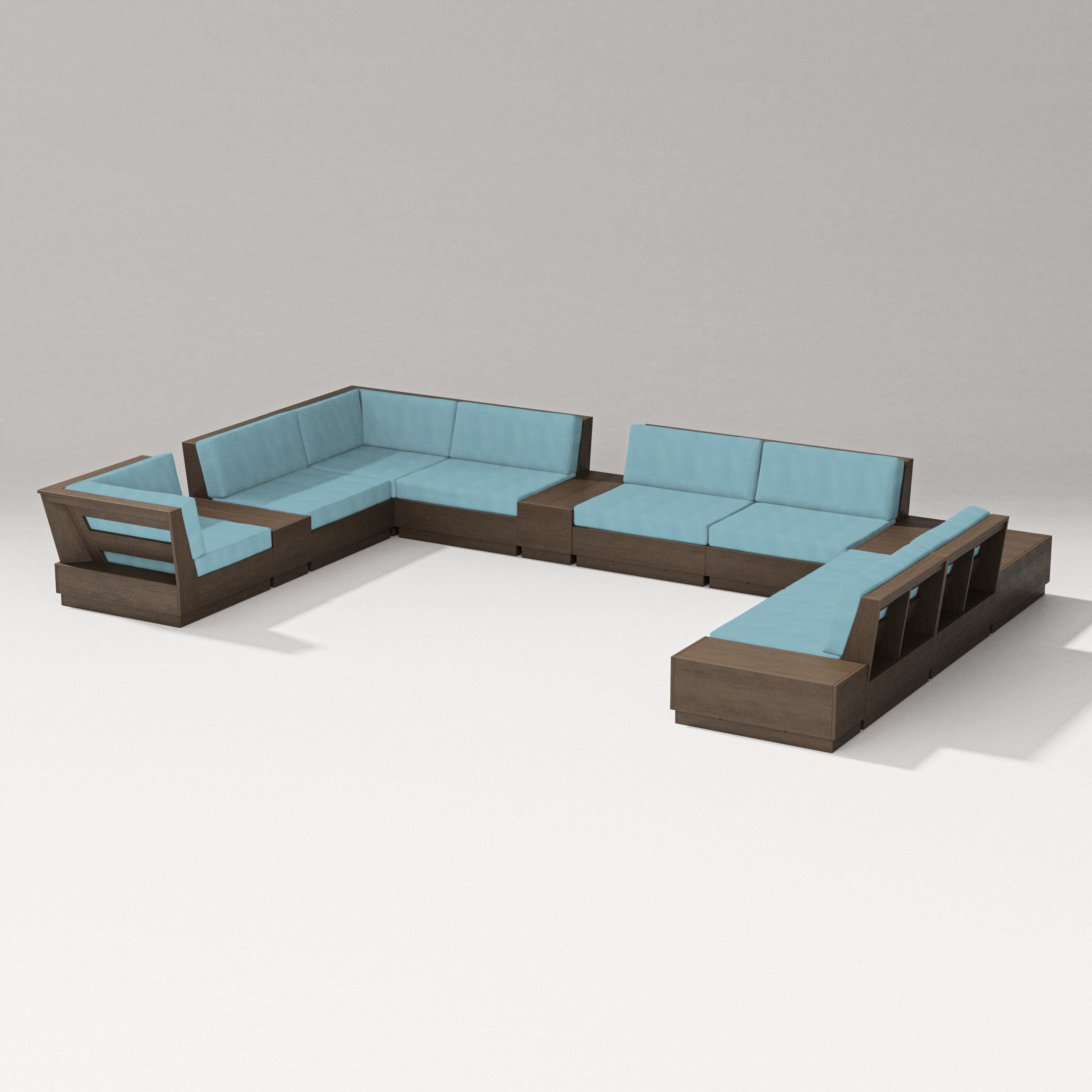 Elevate 12-Piece Conversation Sectional Set in Kona / Lattice Sky Blue