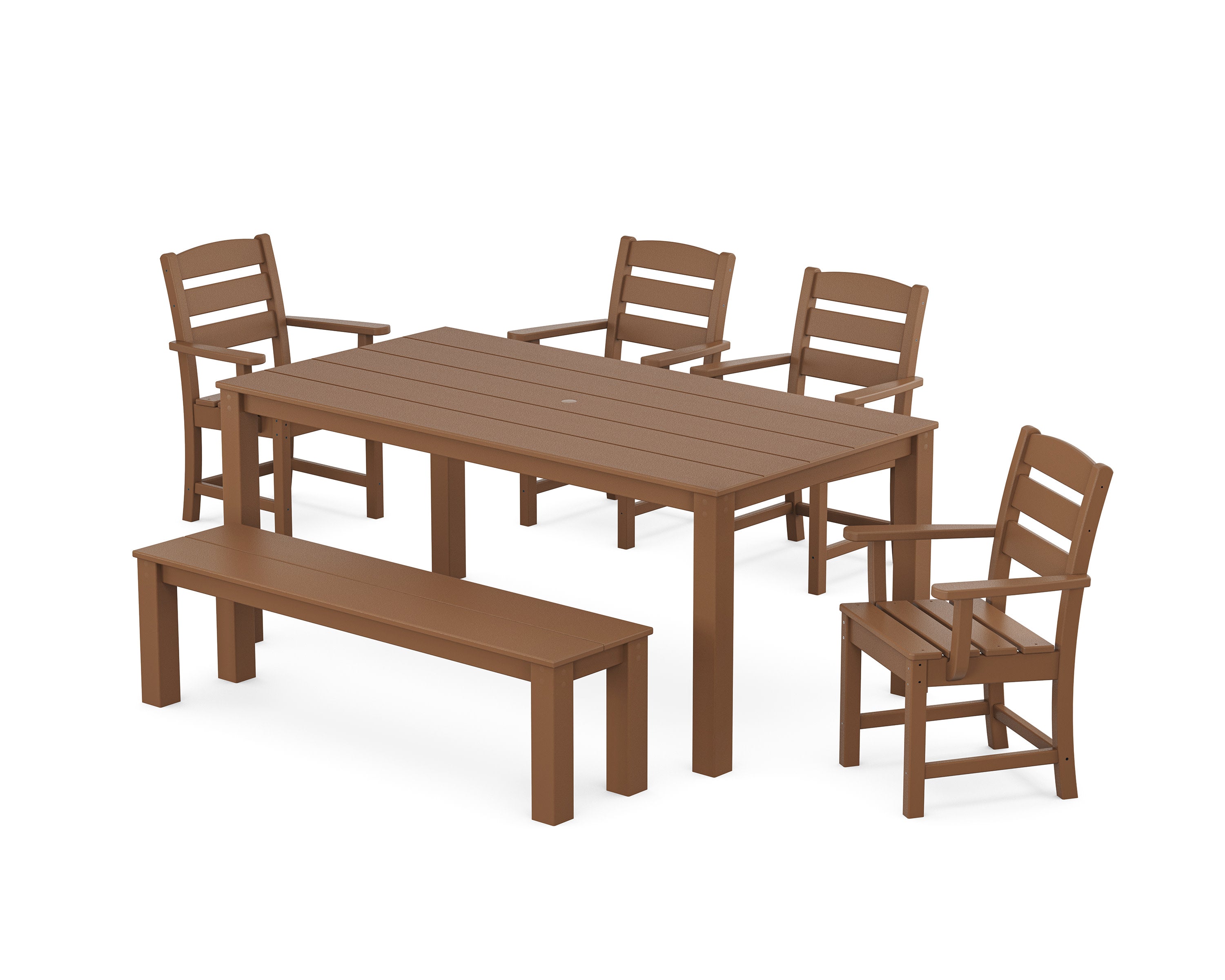 Lakeside 6-Piece Parsons Dining Set with Bench in Teak