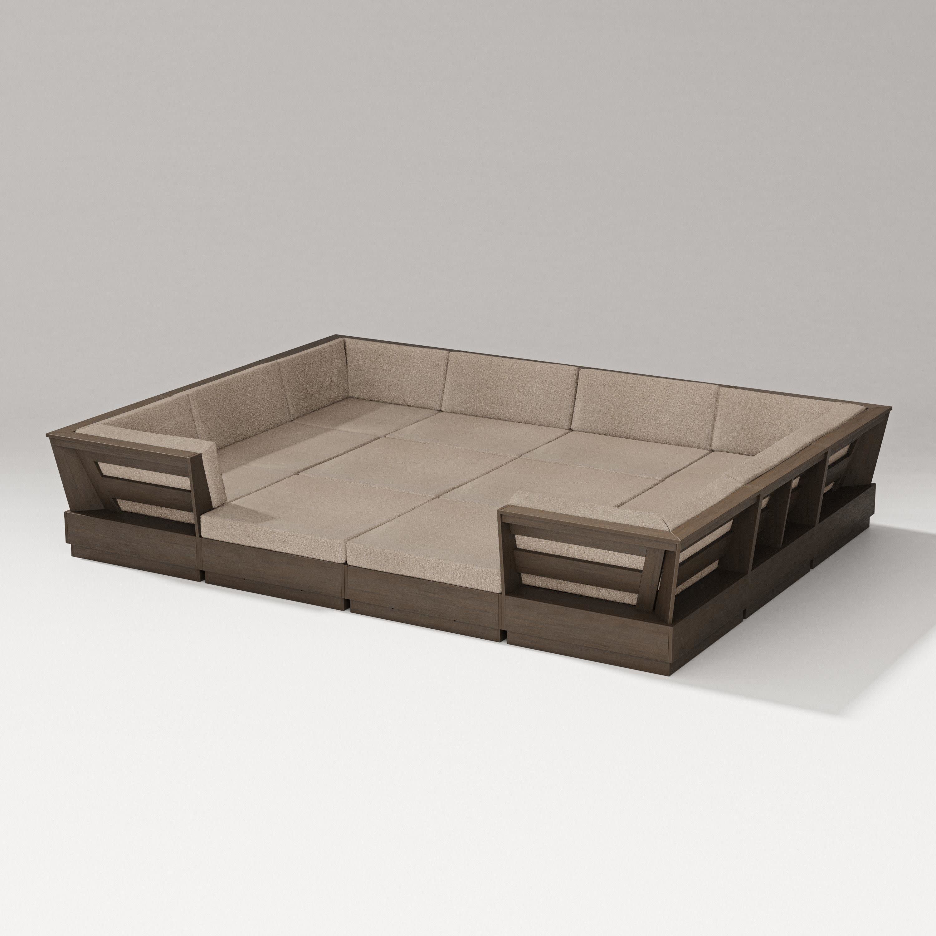 Elevate 12-Piece Pit Sectional in Kona / Spiced Burlap