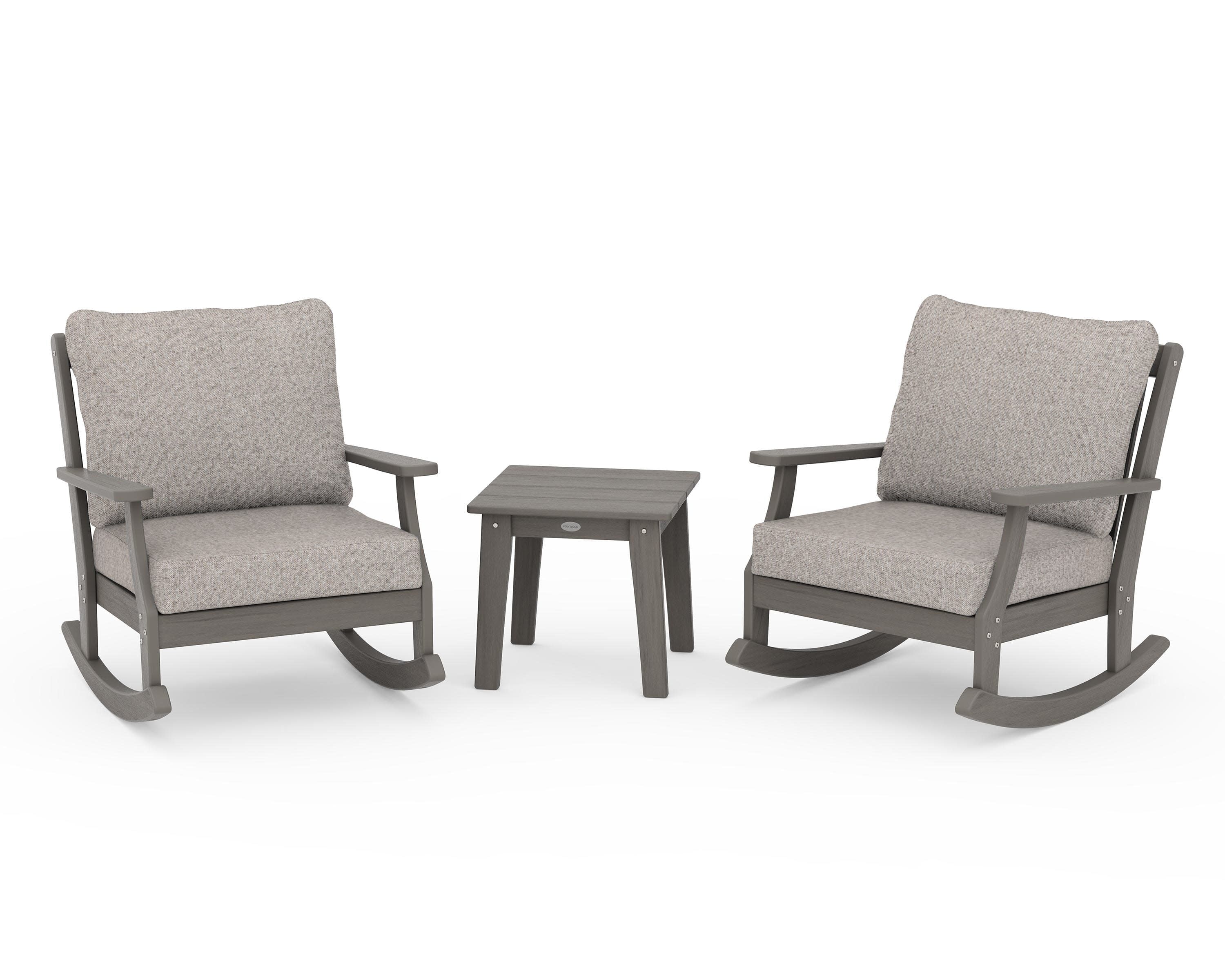 Braxton 3-Piece Deep Seating Rocker Set in Driftwood / Weathered Tweed