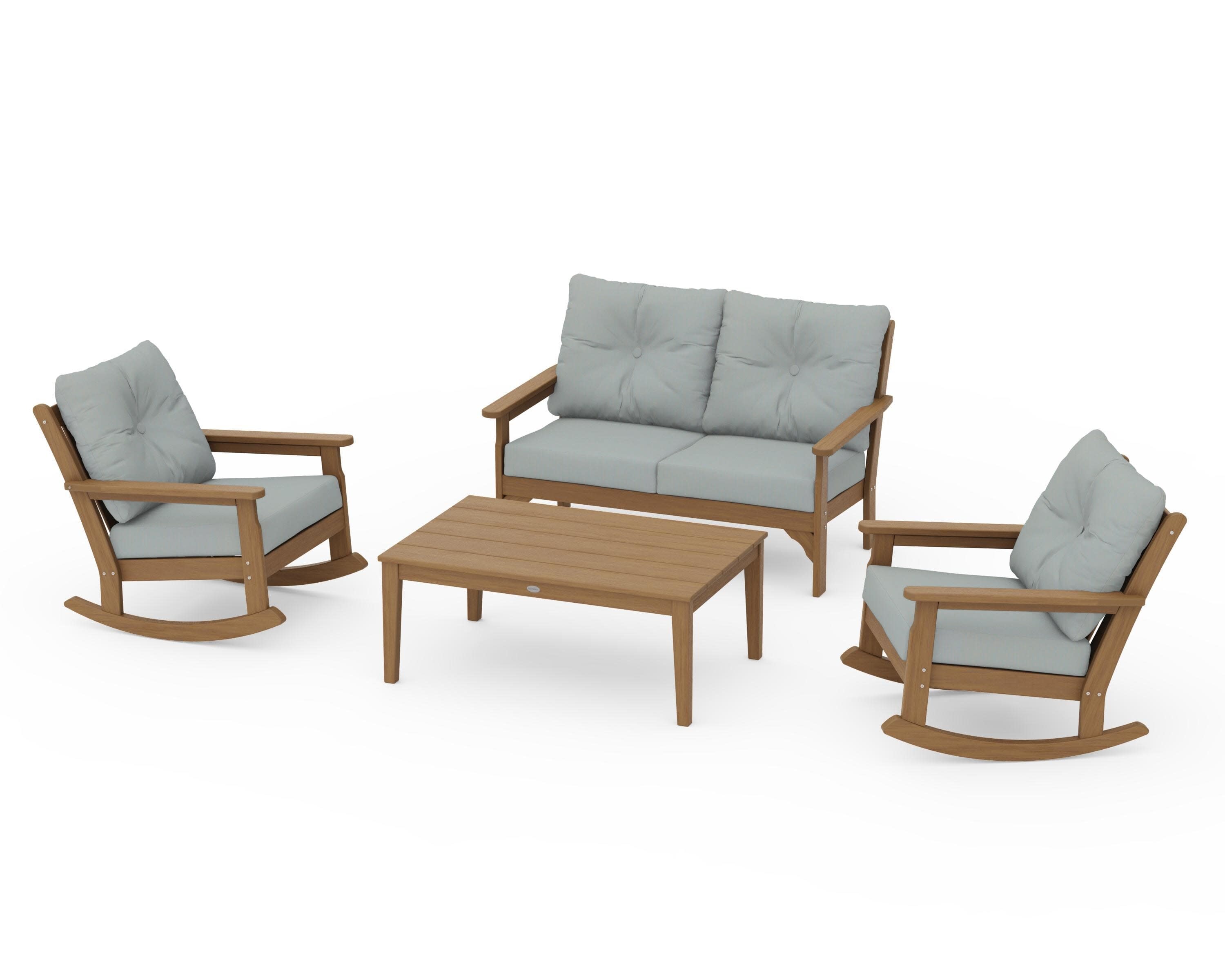 Vineyard 4-Piece Deep Seating Rocking Chair Set in Natural / Spa