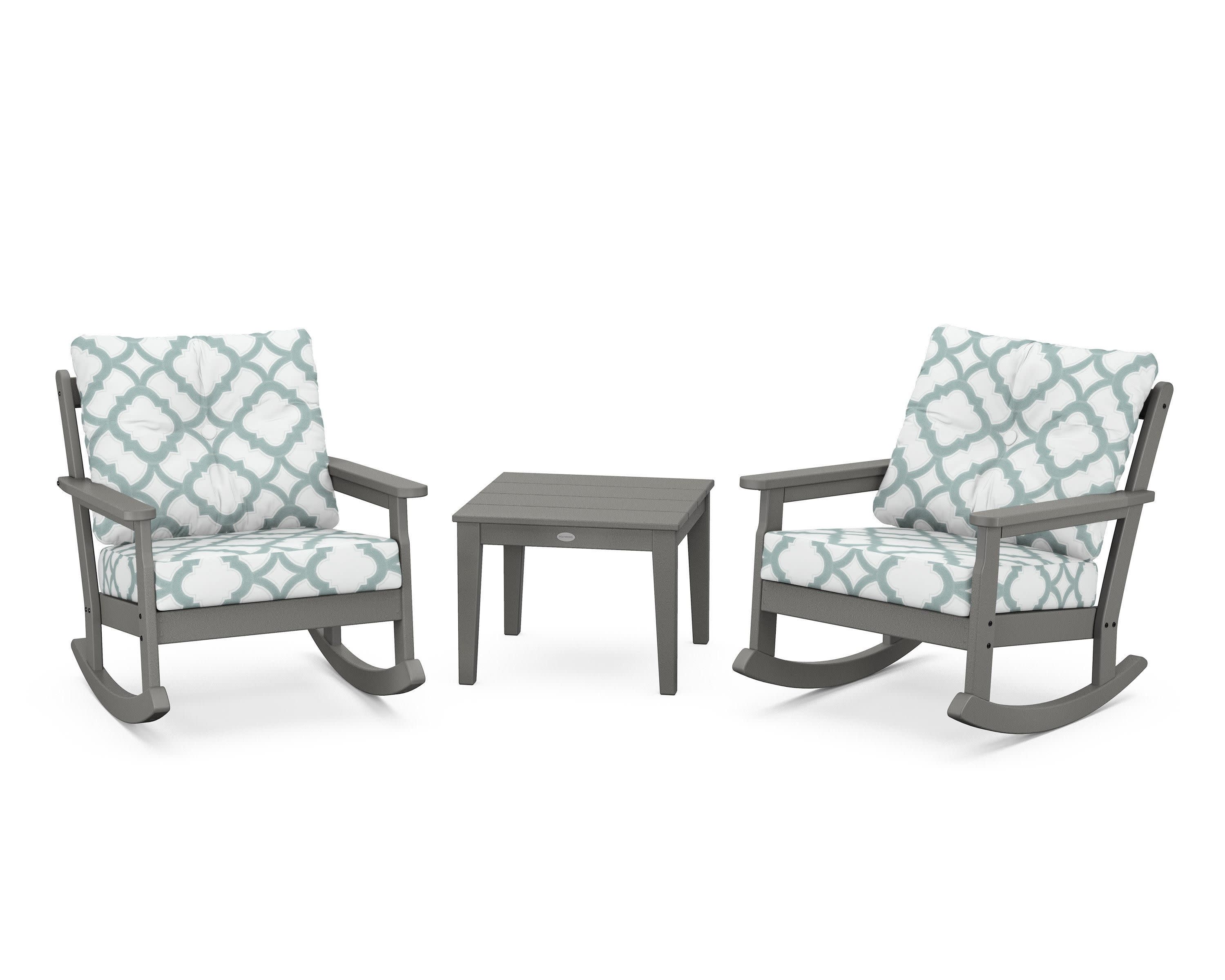 Vineyard 3-Piece Deep Seating Rocker Set in Slate Grey / Trellis Glacier Spa