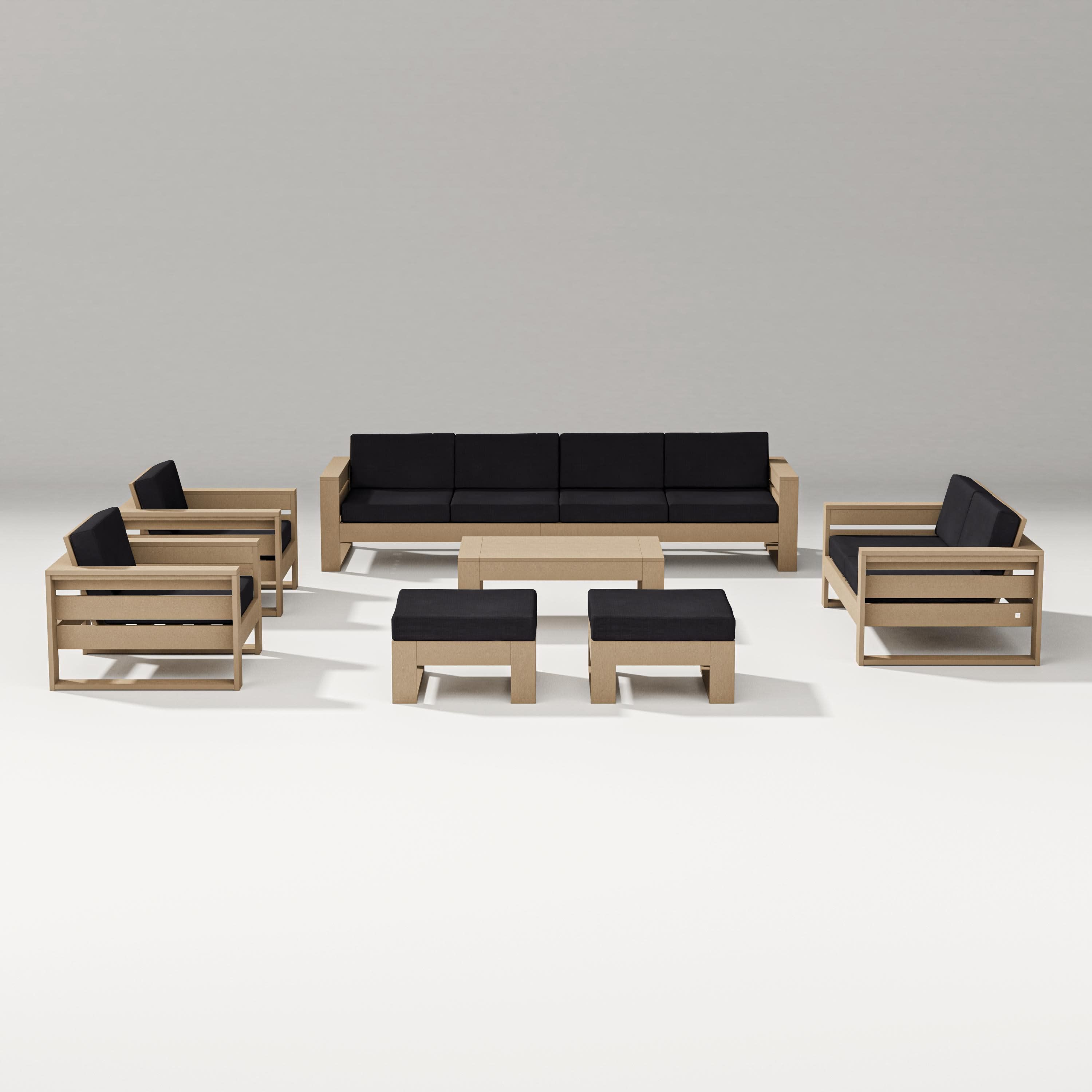 Latitude 8-Piece Lounge Sofa Set in Vintage Sahara / Midnight Linen