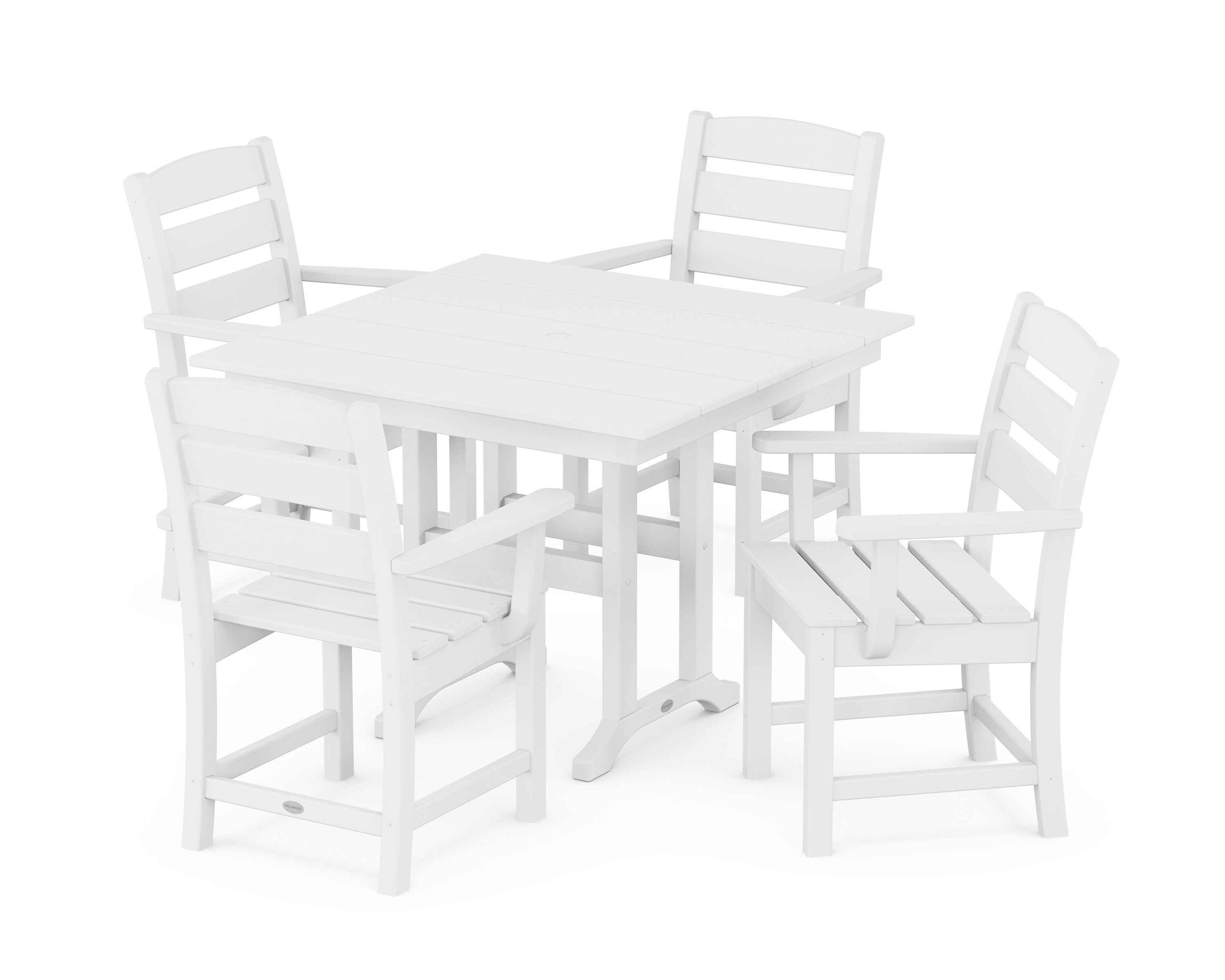 Lakeside 5-Piece Farmhouse Dining Set in White