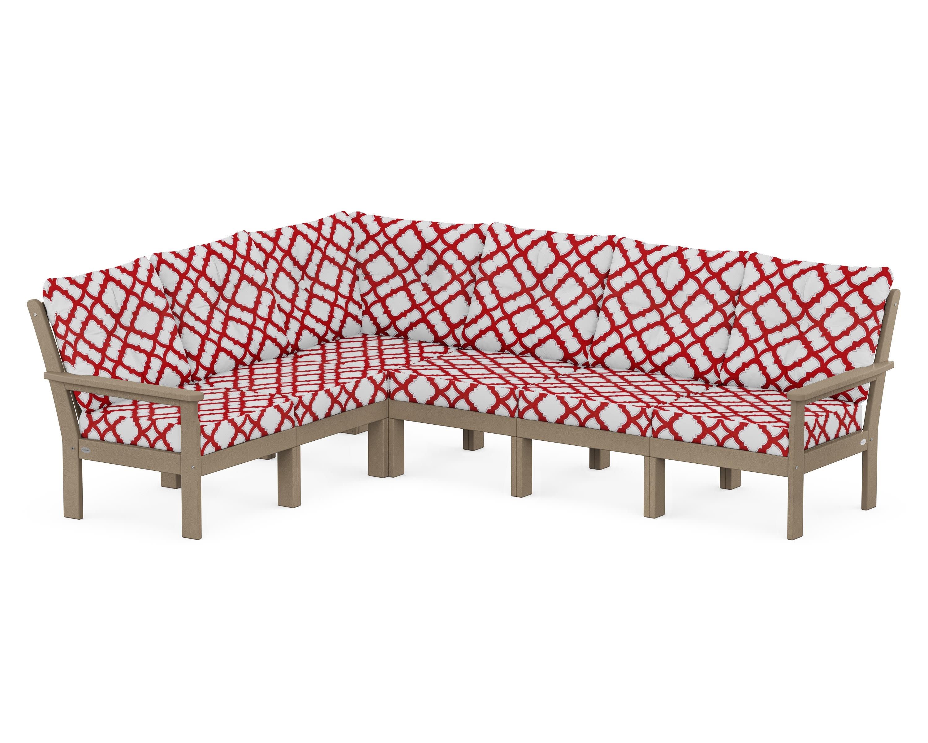 Vineyard 6-Piece Sectional in Vintage Sahara / Trellis Crimson