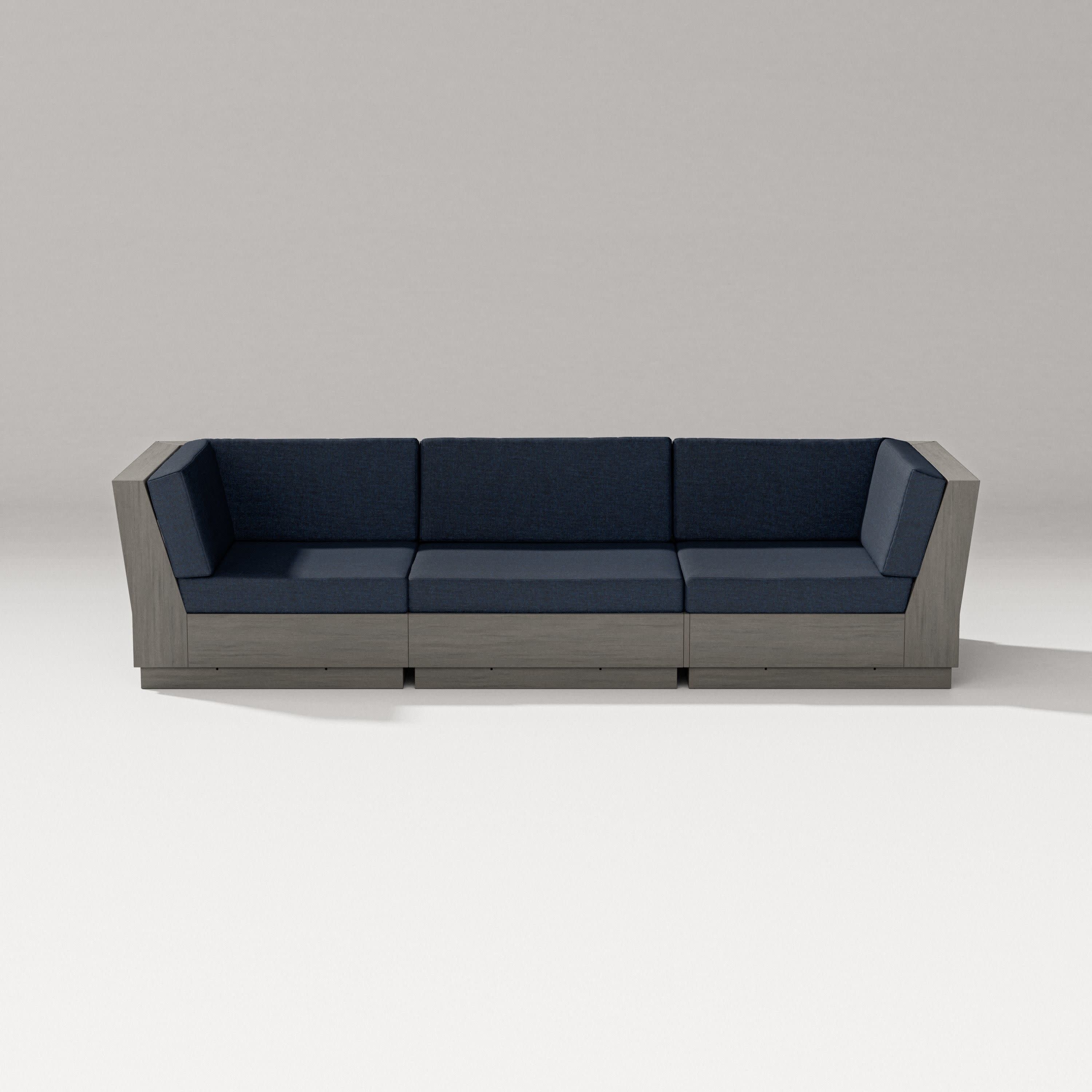 Elevate Sofa Sectional in Driftwood / Marine Indigo