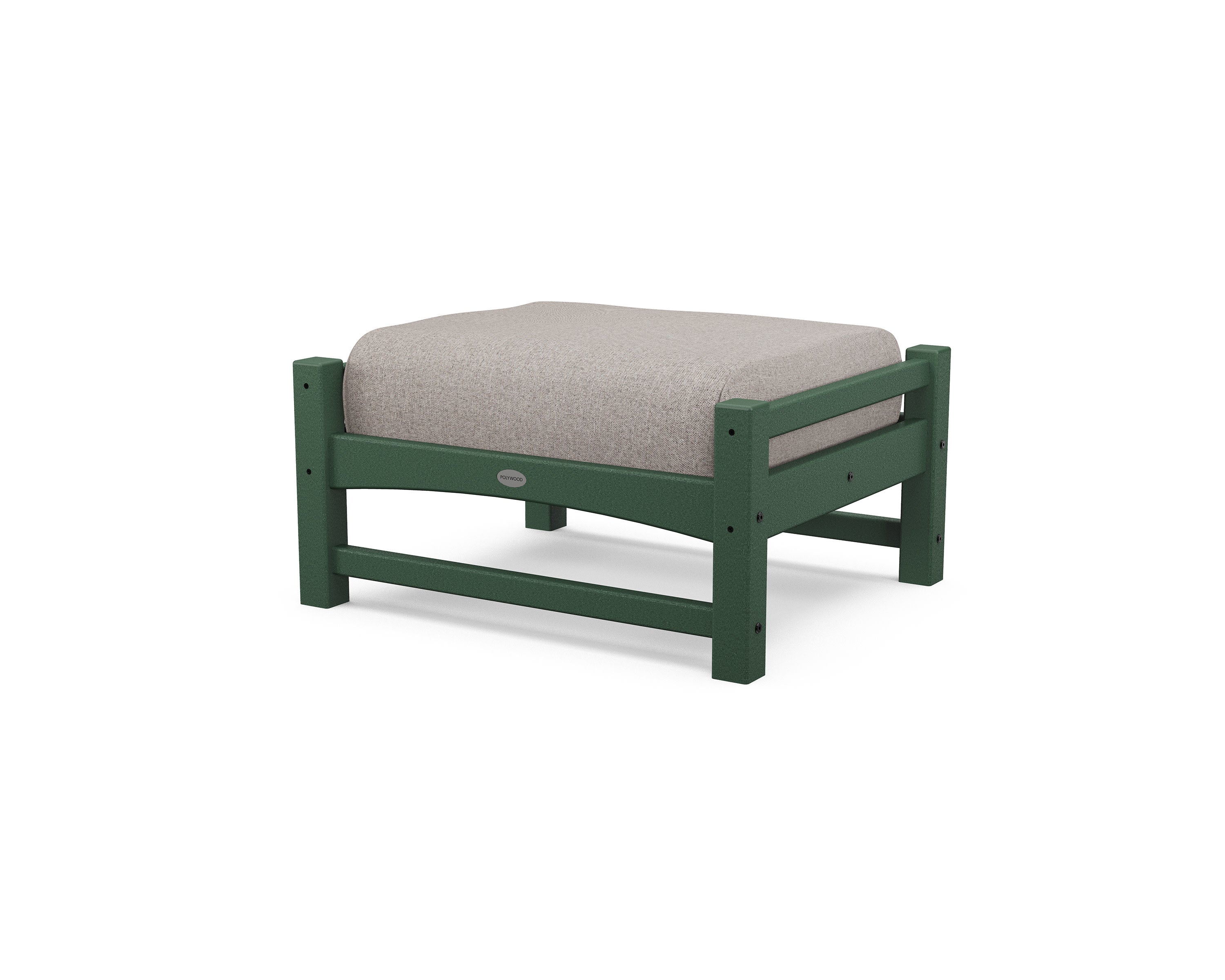 Club Ottoman in Green / Weathered Tweed