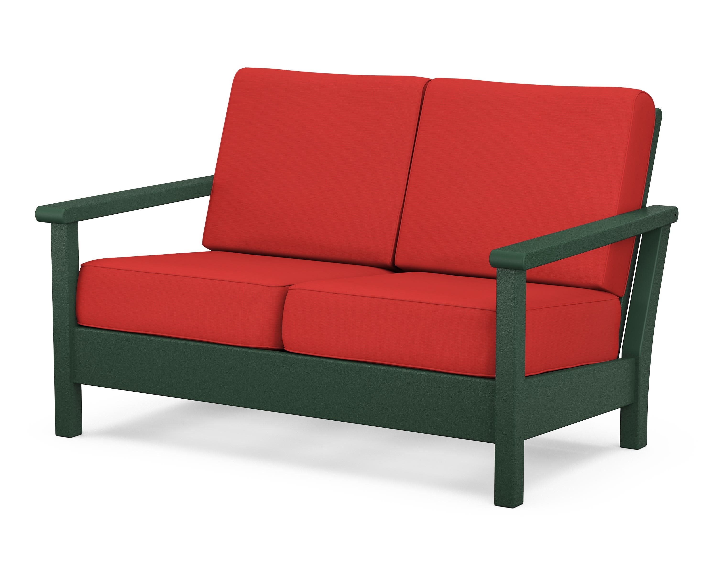 Harbour Deep Seating Loveseat in Green / Crimson Linen
