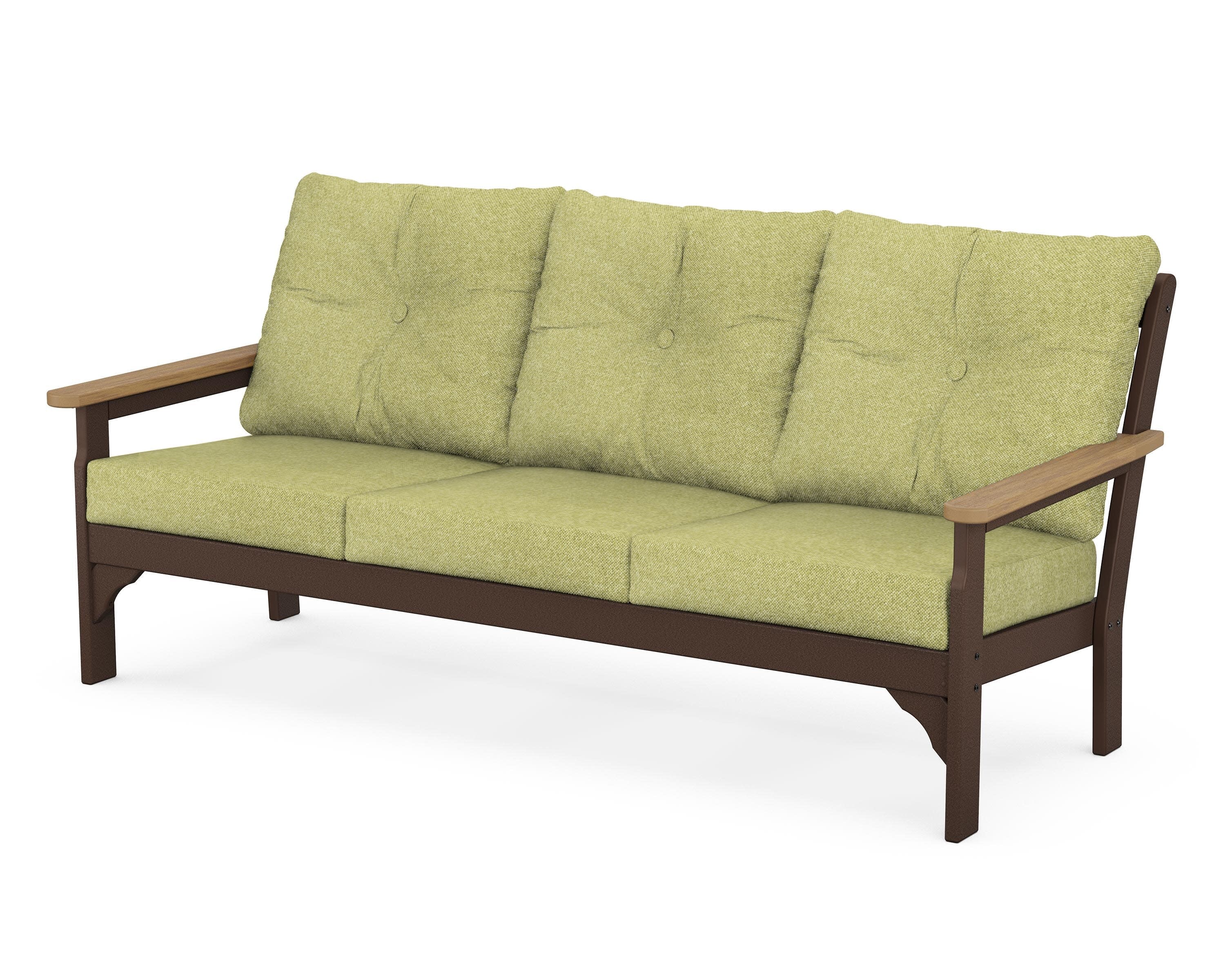 Vineyard Deep Seating Sofa in Mahogany / Natural / Chartreuse Boucle