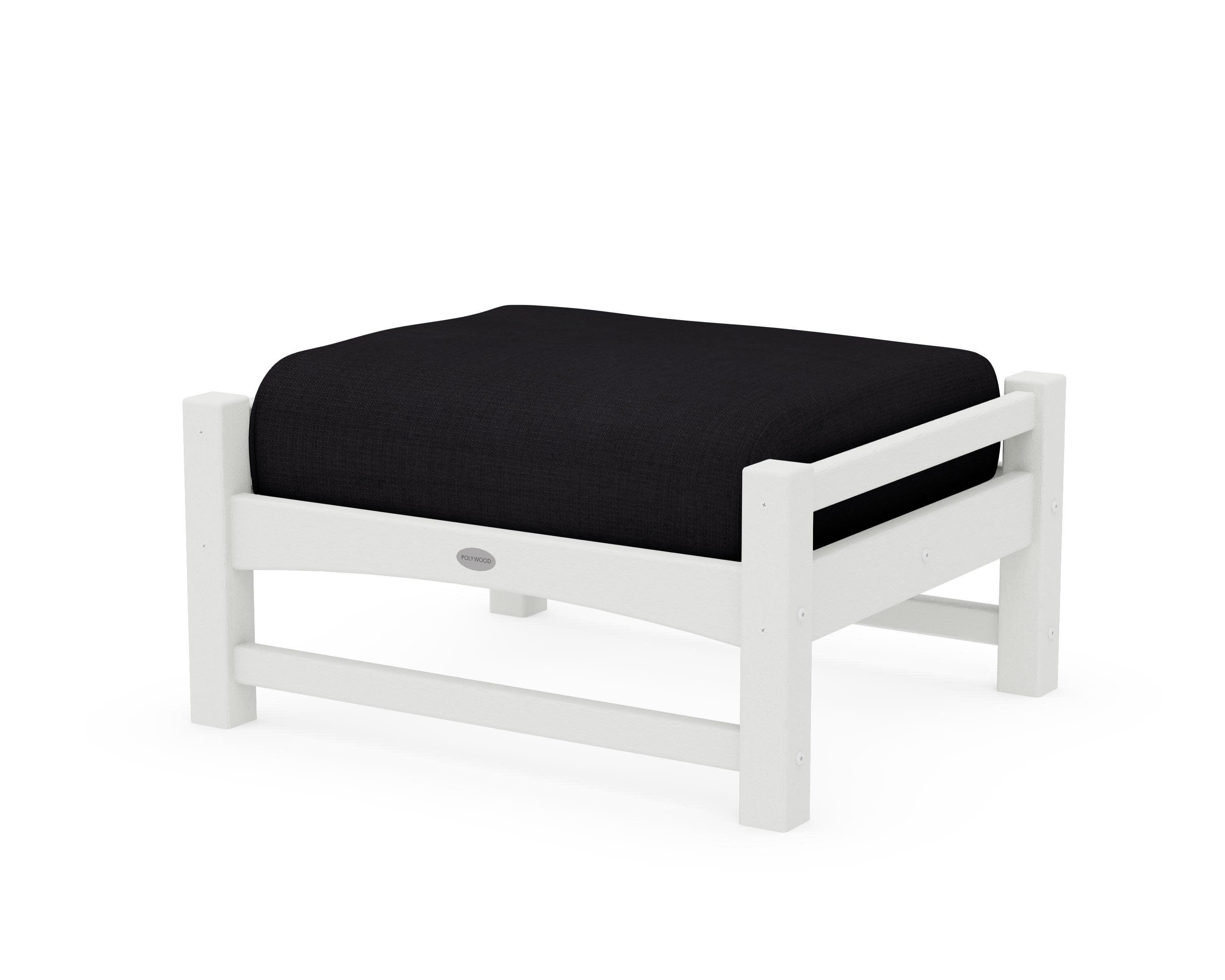 Club Ottoman in Vintage White / Midnight Linen
