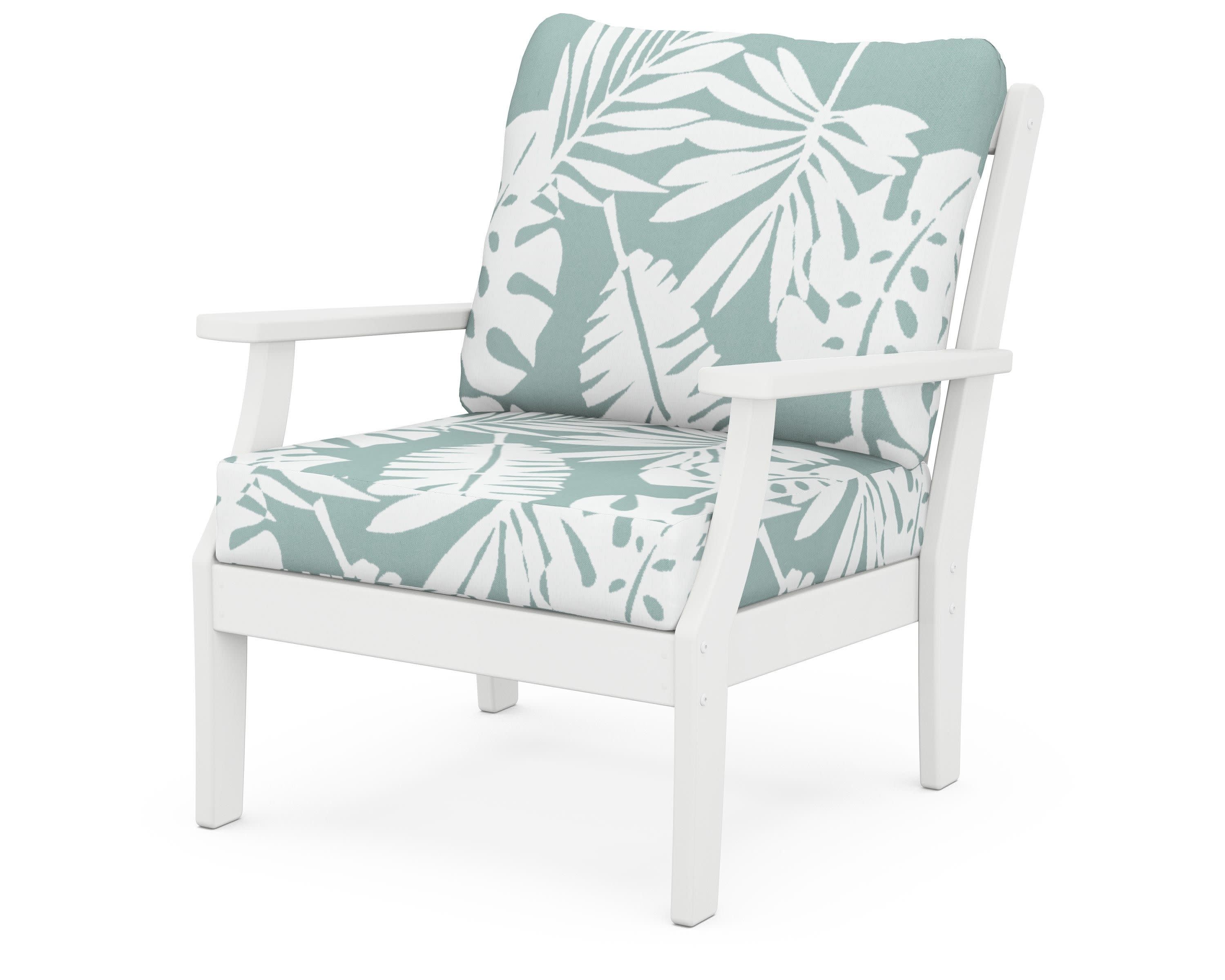 Braxton Deep Seating Chair in White / Leaf Glacier Spa