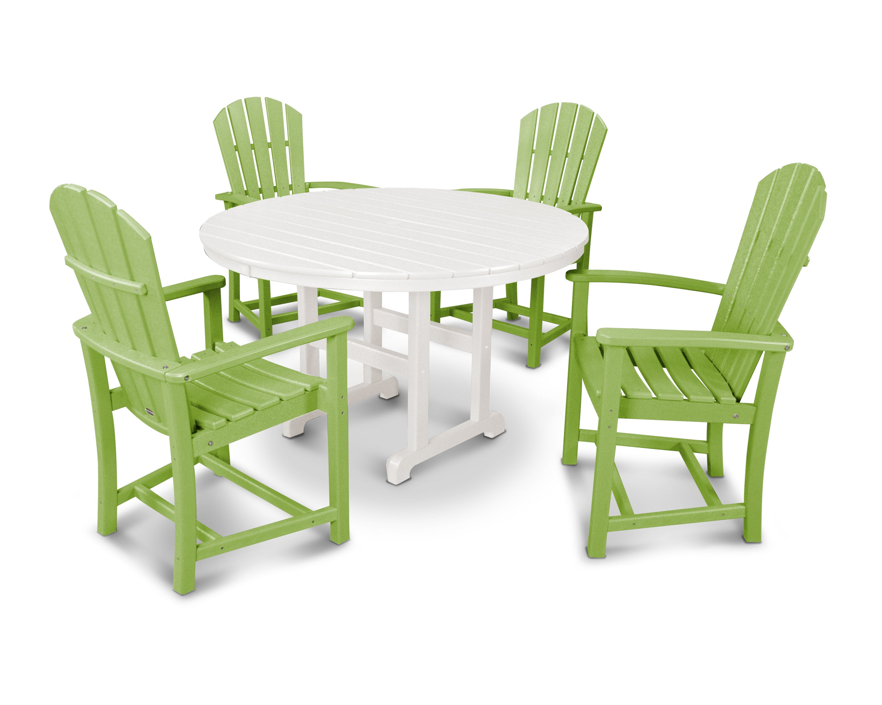 Palm Coast 5-Piece Round Farmhouse Dining Set in Lime / White