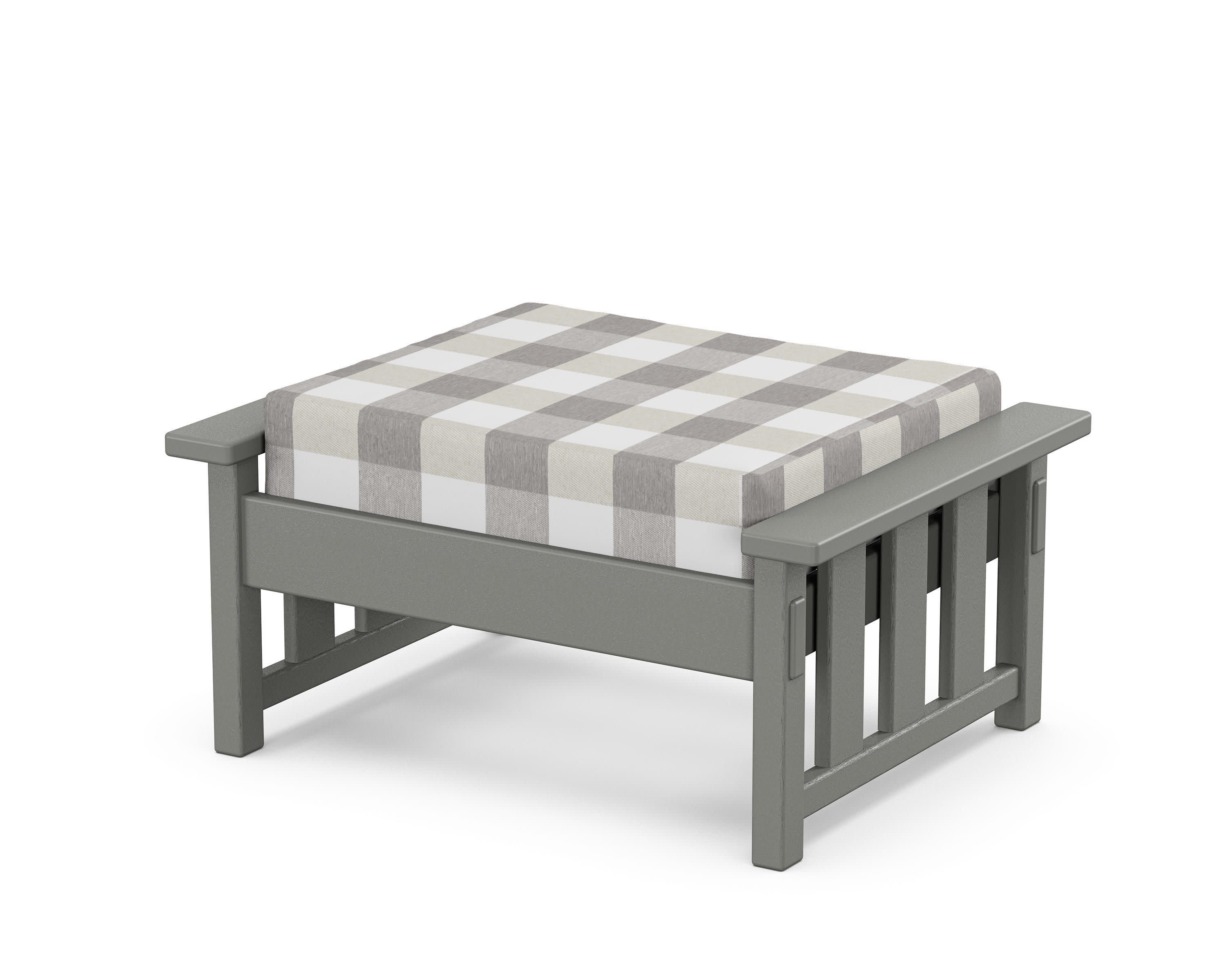 Acadia Deep Seating Ottoman in Slate Grey / Buffalo Plaid Grey Mist