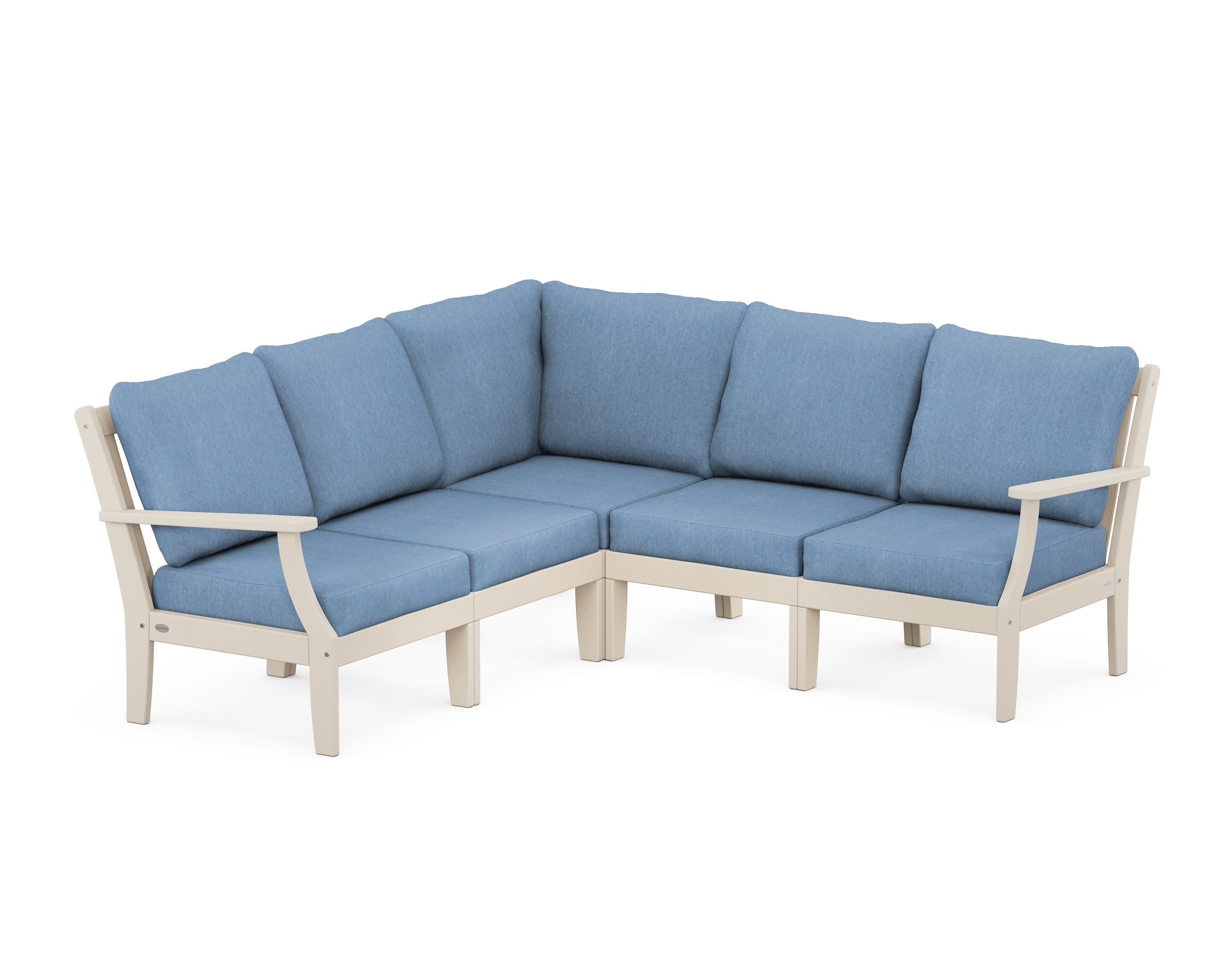 Braxton Modular 5-Piece Deep Seating Set in Sand / Sky Blue