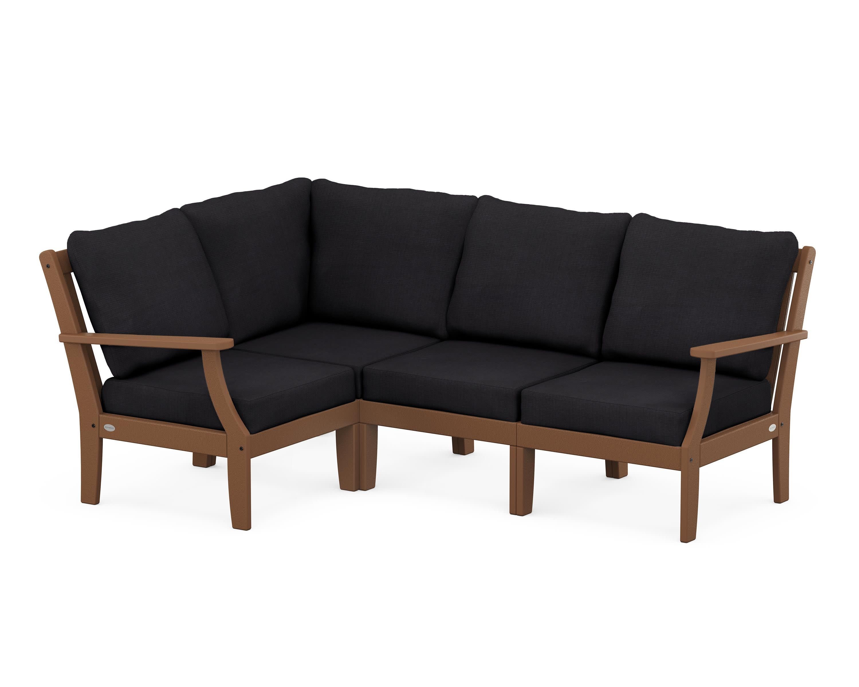 Braxton Modular 4-Piece Deep Seating Set in Teak / Midnight Linen
