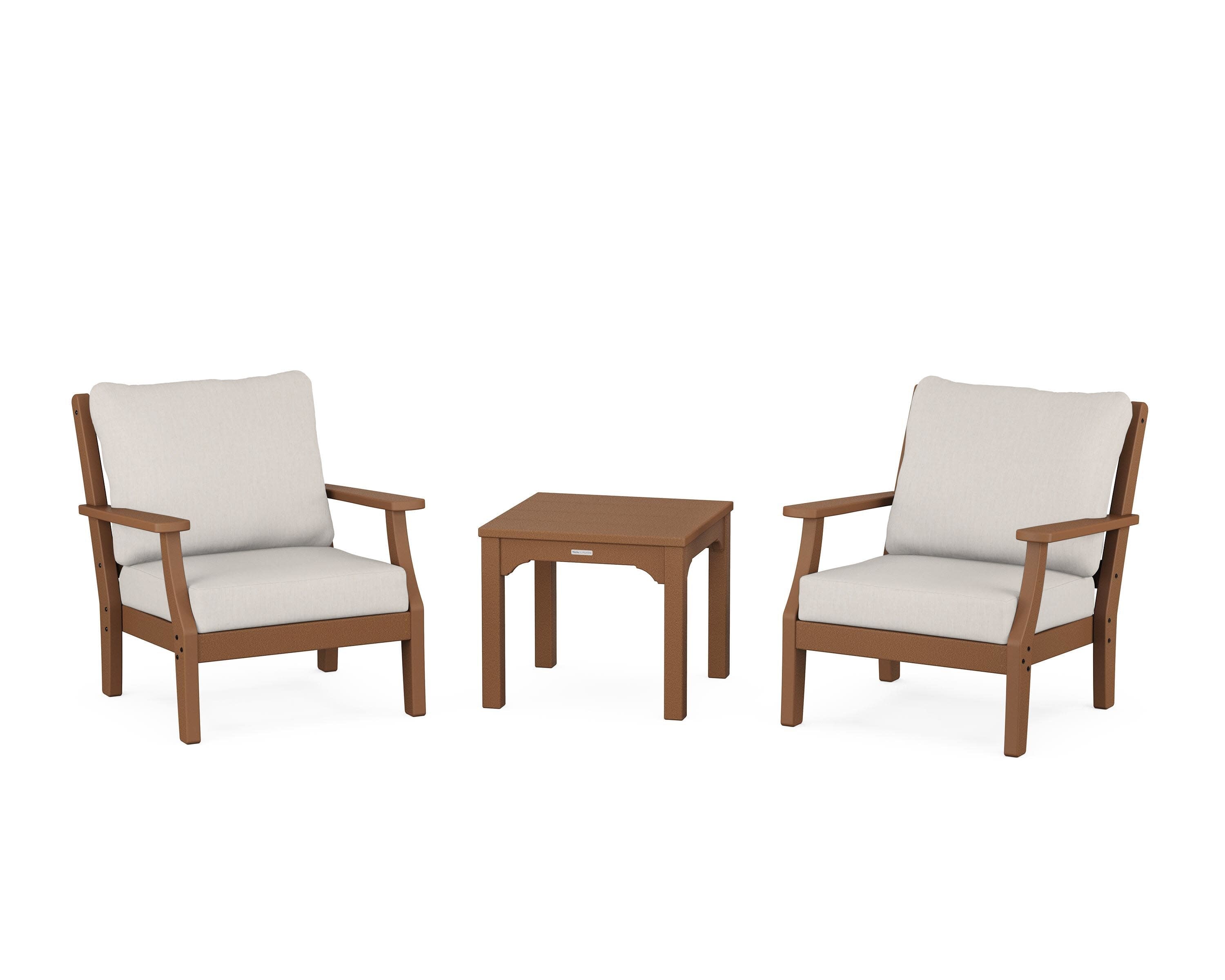 Chinoiserie 3-Piece Deep Seating Set in Teak / Cast Ash