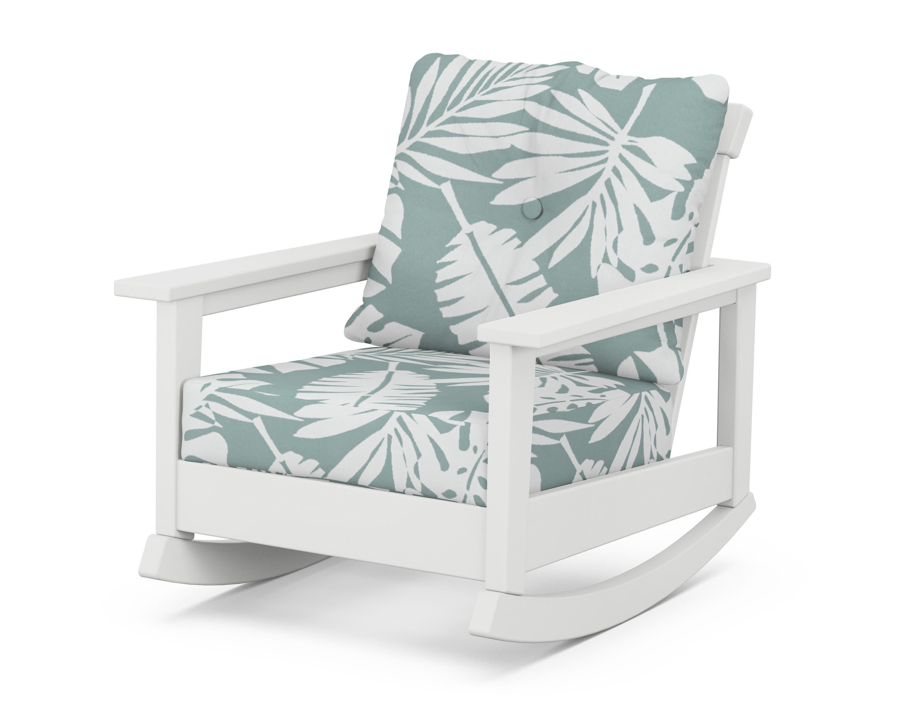 Prescott Deep Seating Rocking Chair in White / Leaf Glacier Spa