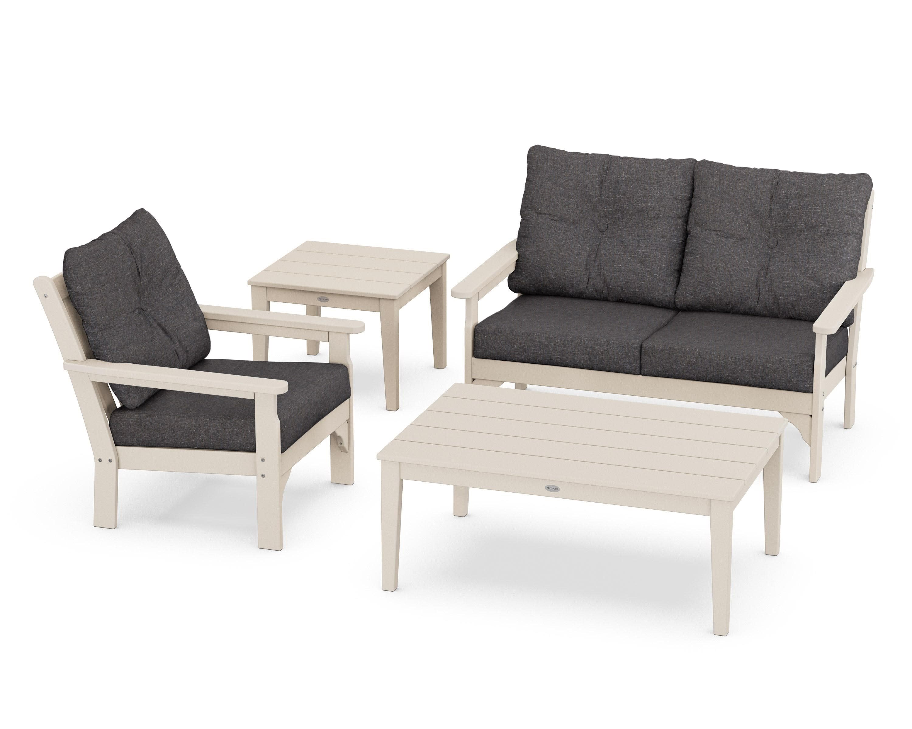 Vineyard 4-Piece Deep Seating Set in Sand / Ash Charcoal