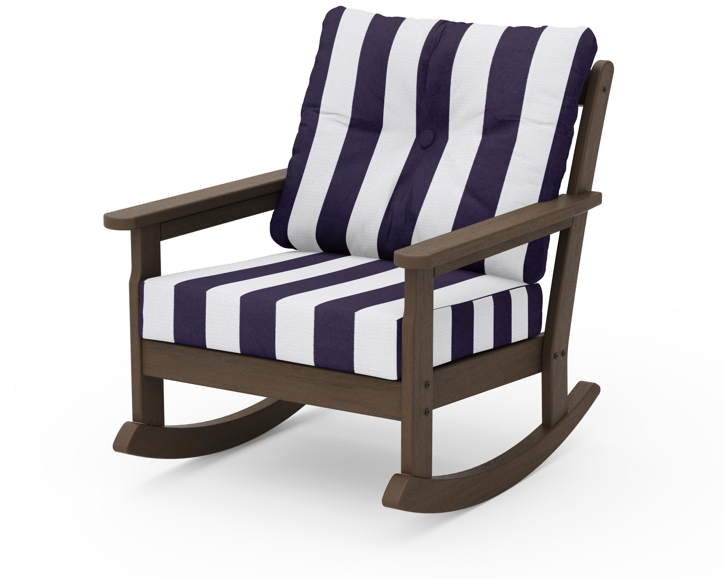 Vineyard Deep Seating Rocking Chair in Kona / Cabana Stripe Navy