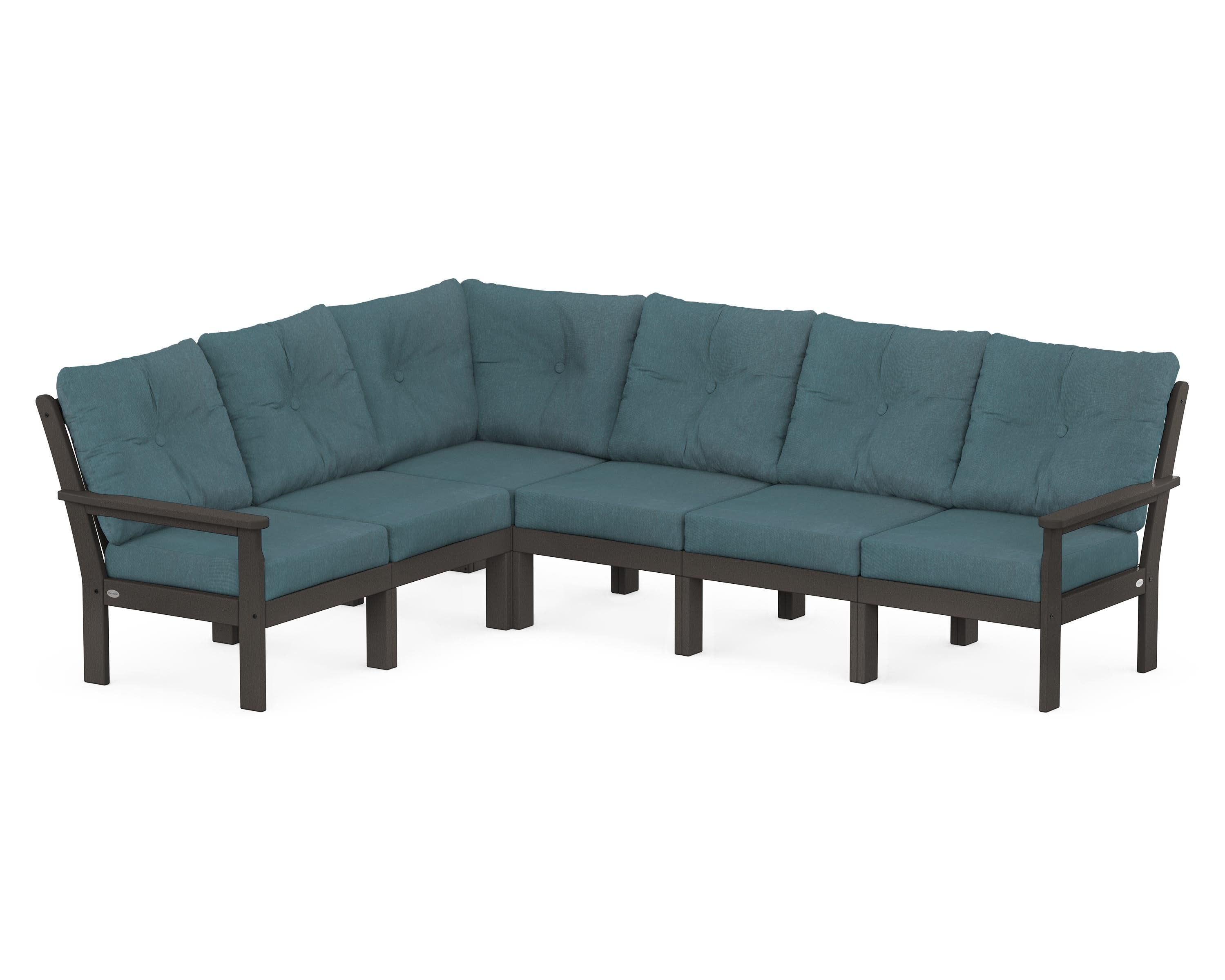 Vineyard 6-Piece Sectional in Vintage Coffee / Ocean Teal