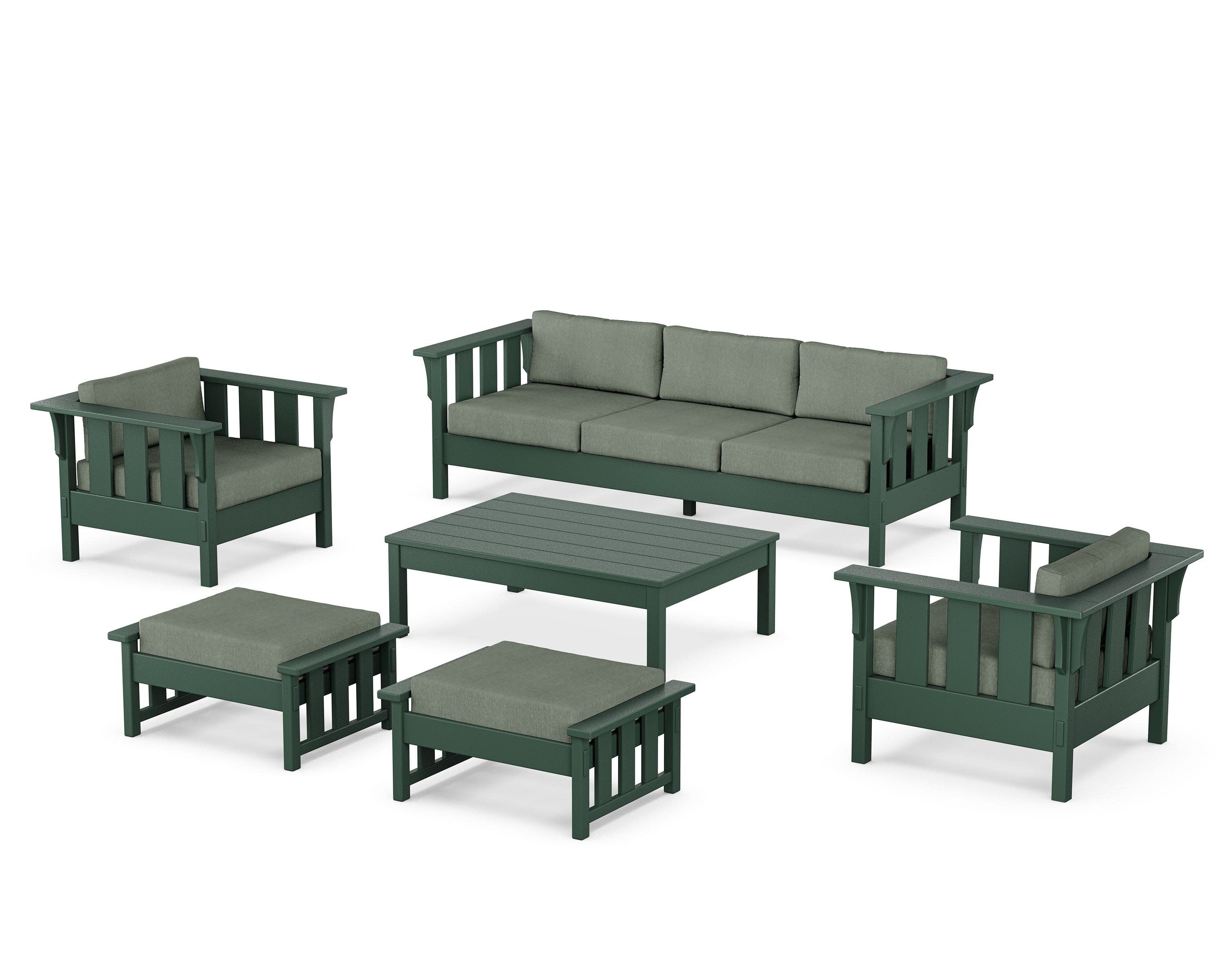 Acadia 6-Piece Lounge Sofa Set in Green / Cast Sage