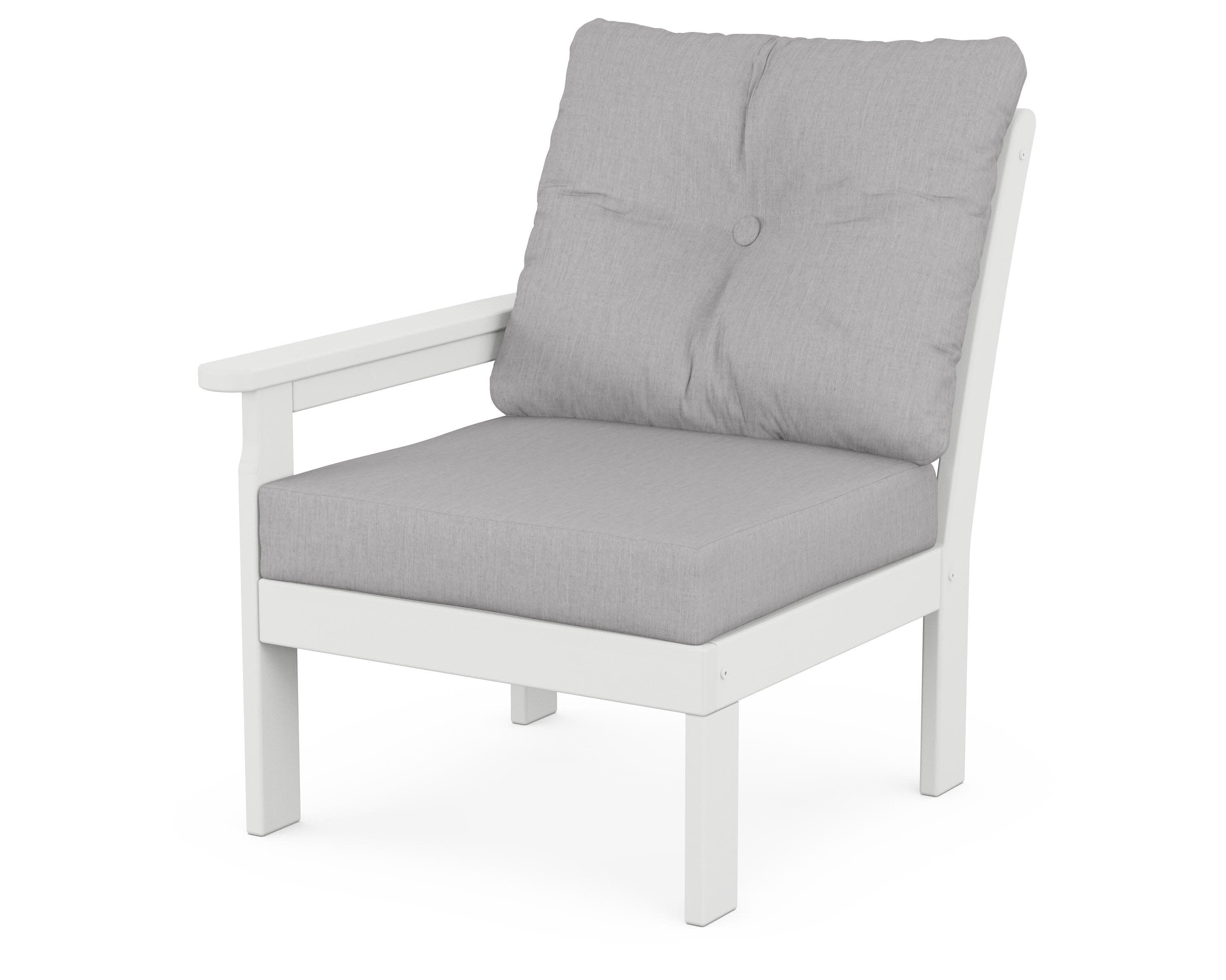 Vineyard Modular Left Arm Chair in White / Granite