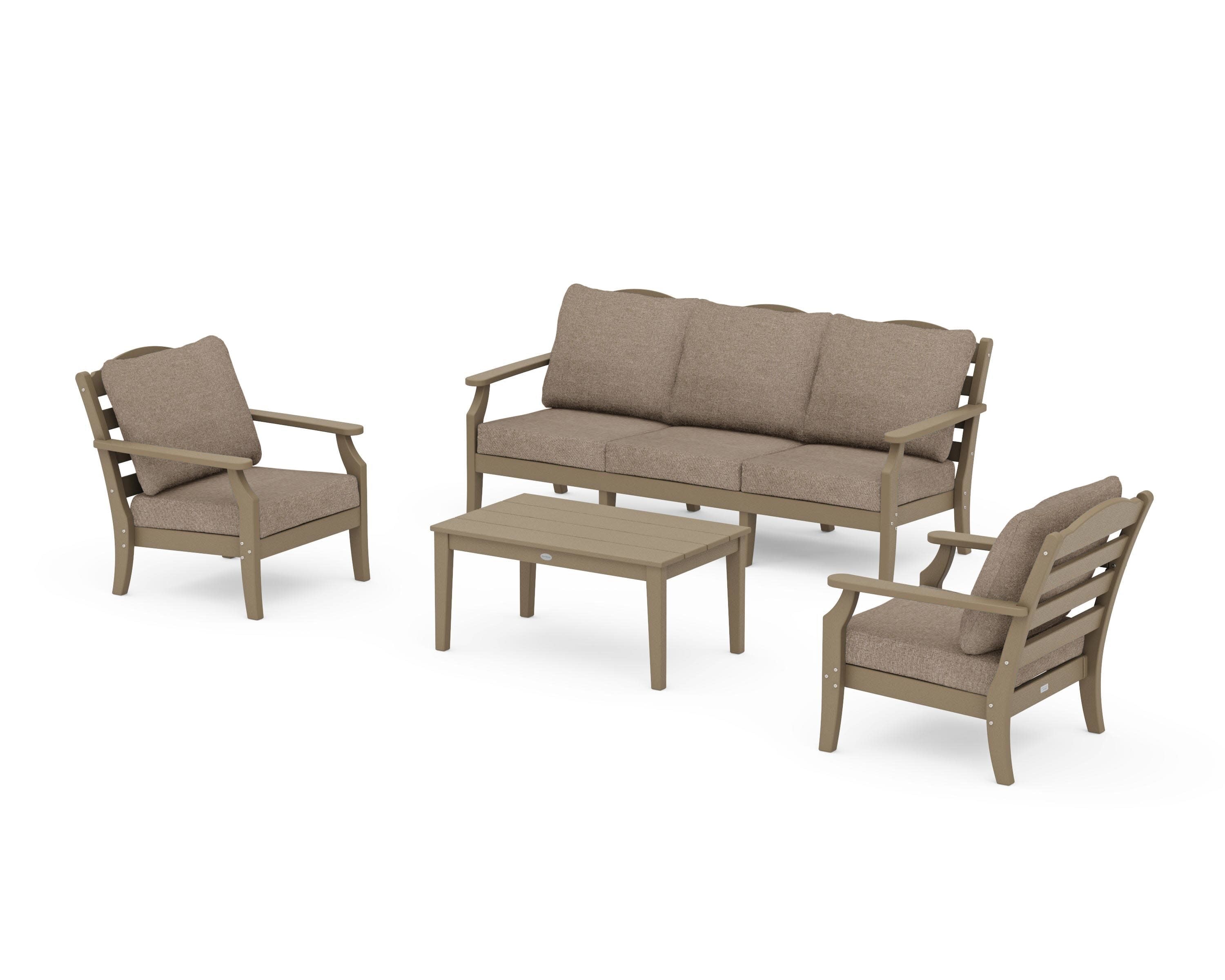 Savannah 4-Piece Deep Seating Set with Sofa in Vintage Sahara / Spiced Burlap
