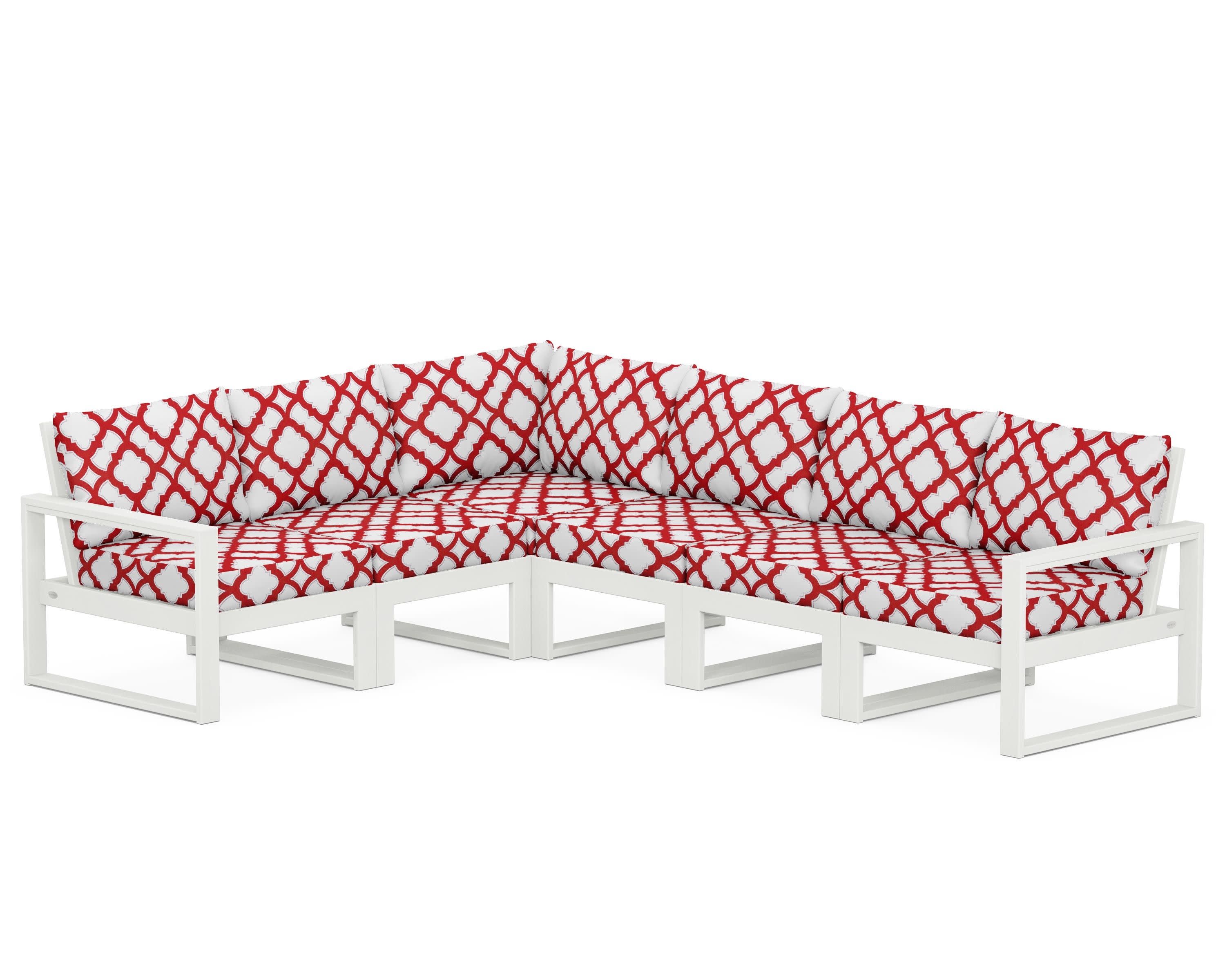 EDGE 6-Piece Modular Deep Seating Set in Vintage White / Trellis Crimson