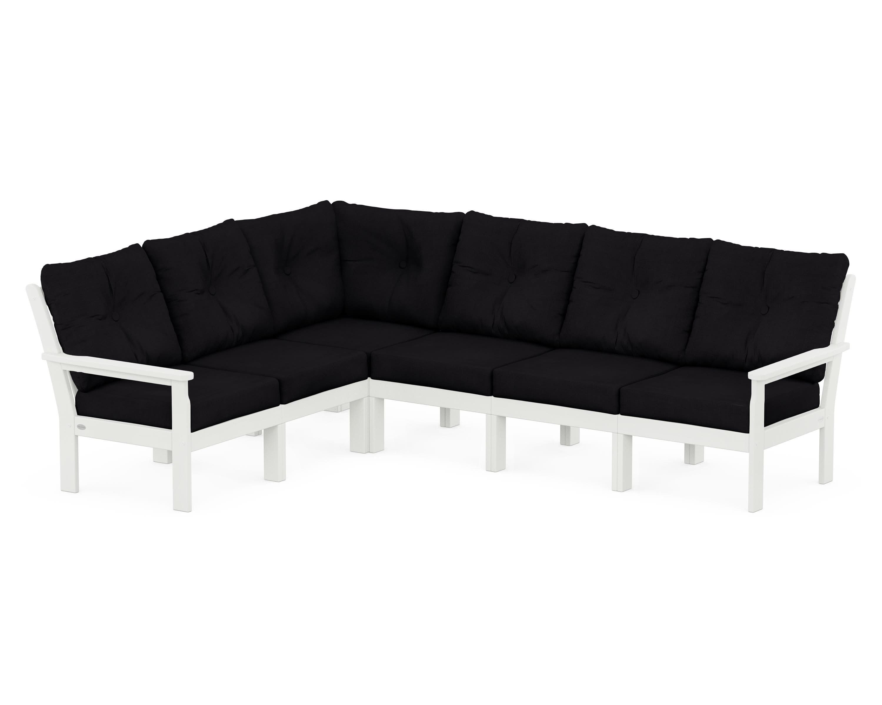 Vineyard 6-Piece Sectional in Vintage White / Midnight Linen