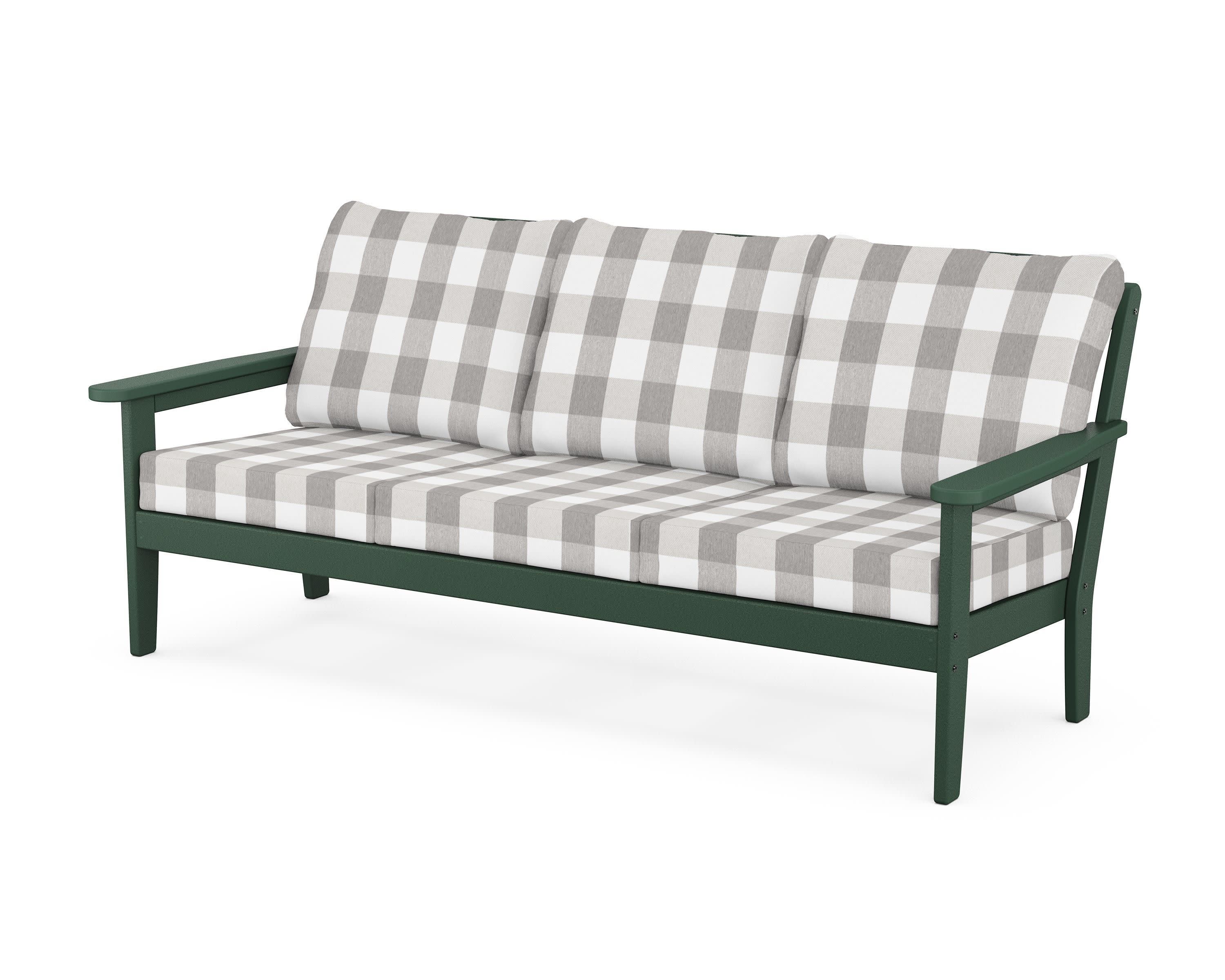 Cottage Deep Seating Sofa in Green / Buffalo Plaid Grey Mist