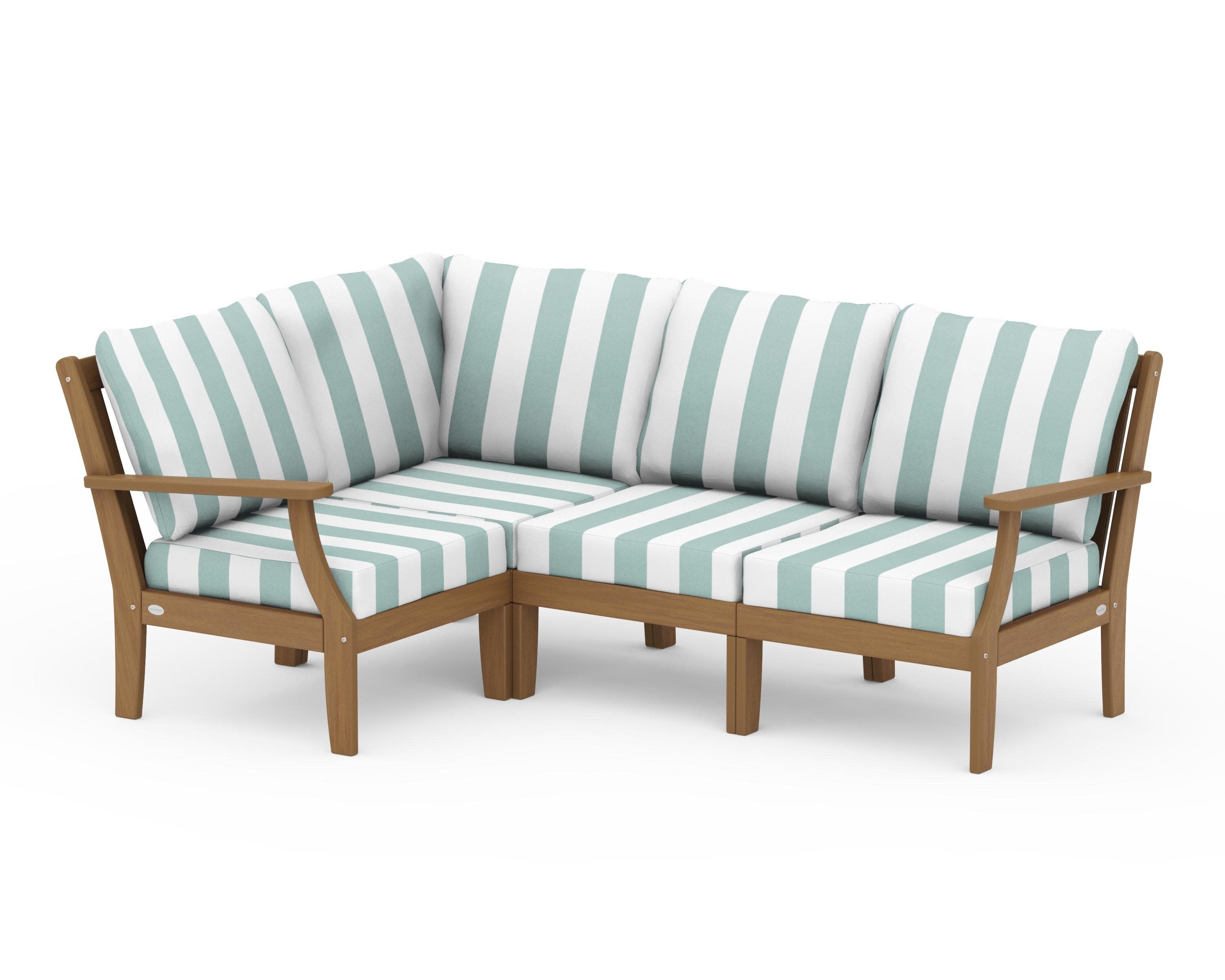 Braxton Modular 4-Piece Deep Seating Set in Natural / Cabana Stripe Glacier Spa