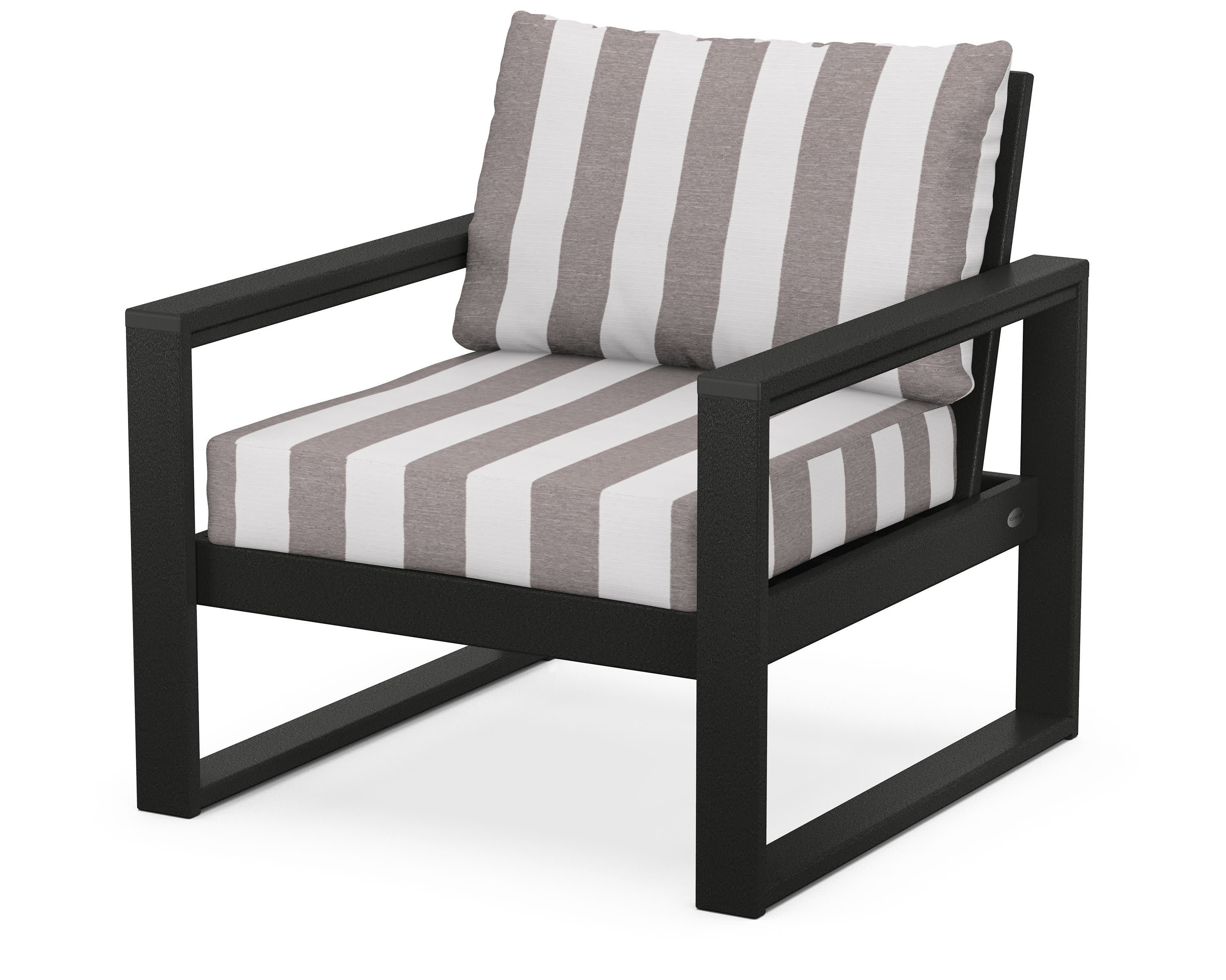 EDGE Club Chair in Black / Cabana Stripe Grey Mist