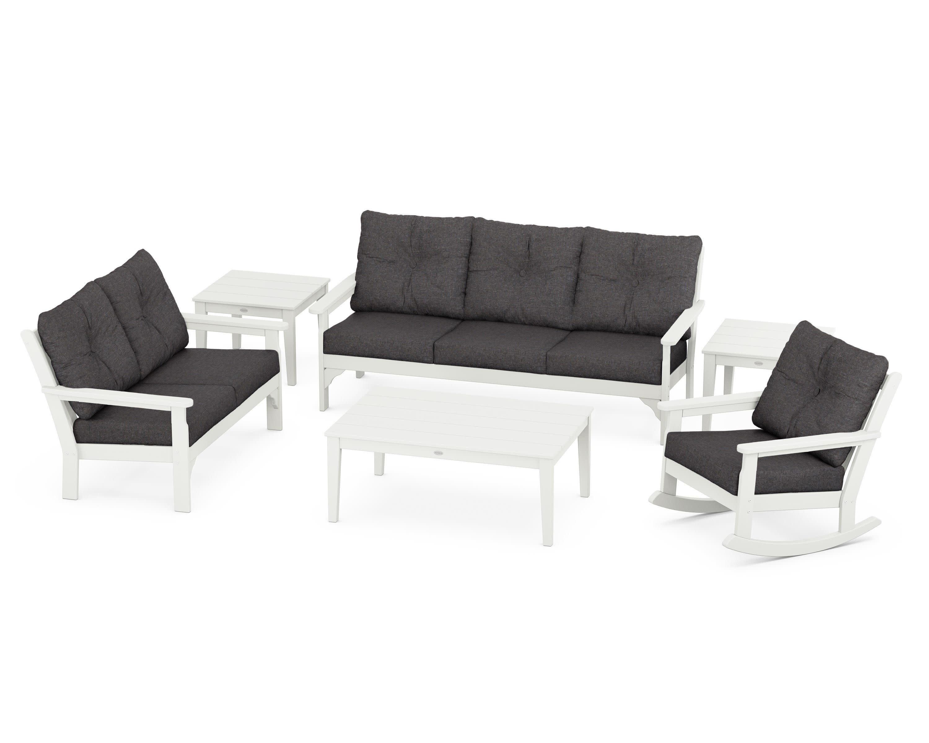 Vineyard 6-Piece Deep Seating Set in Vintage White / Ash Charcoal