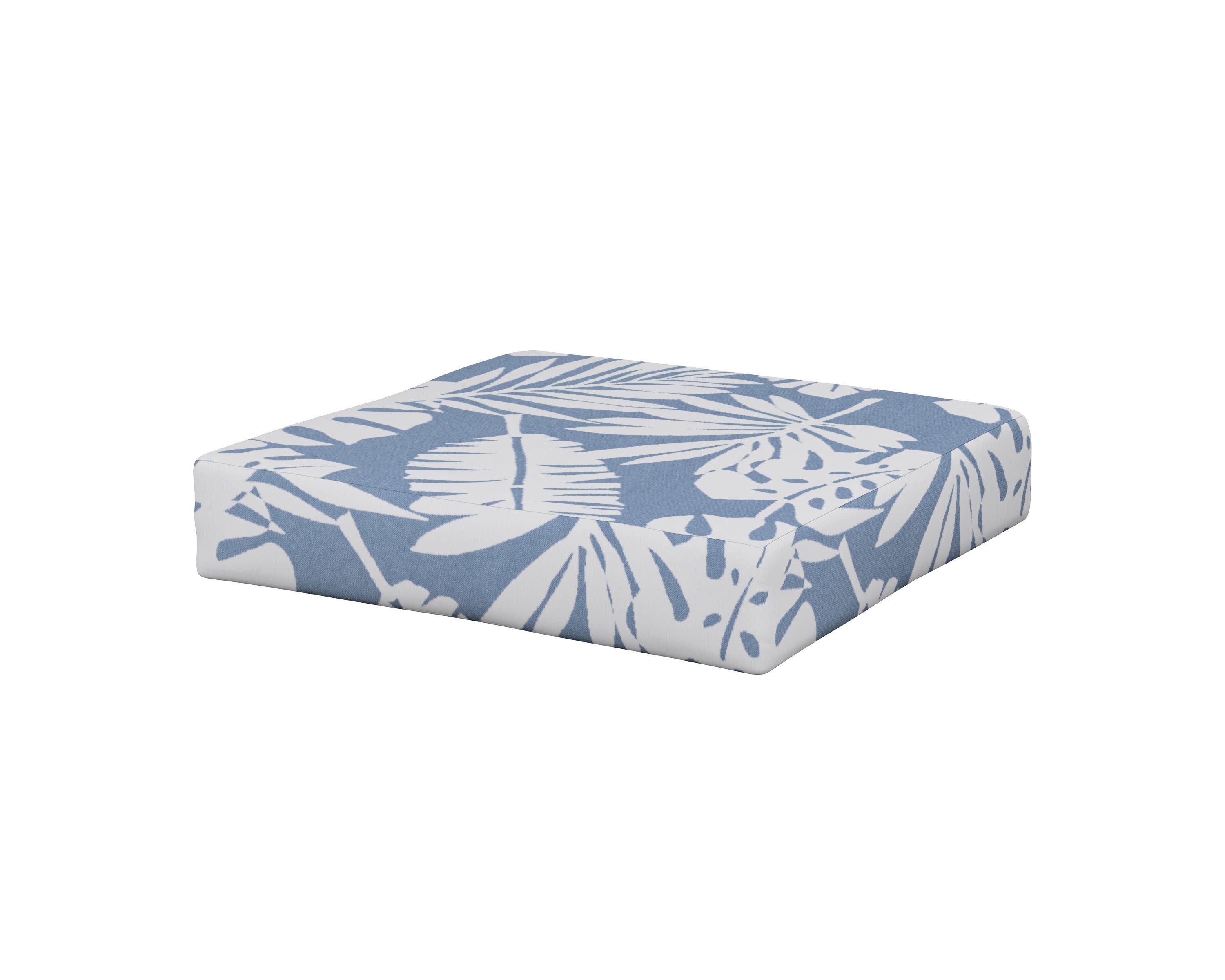 Vineyard Ottoman Cushion in Leaf Sky Blue