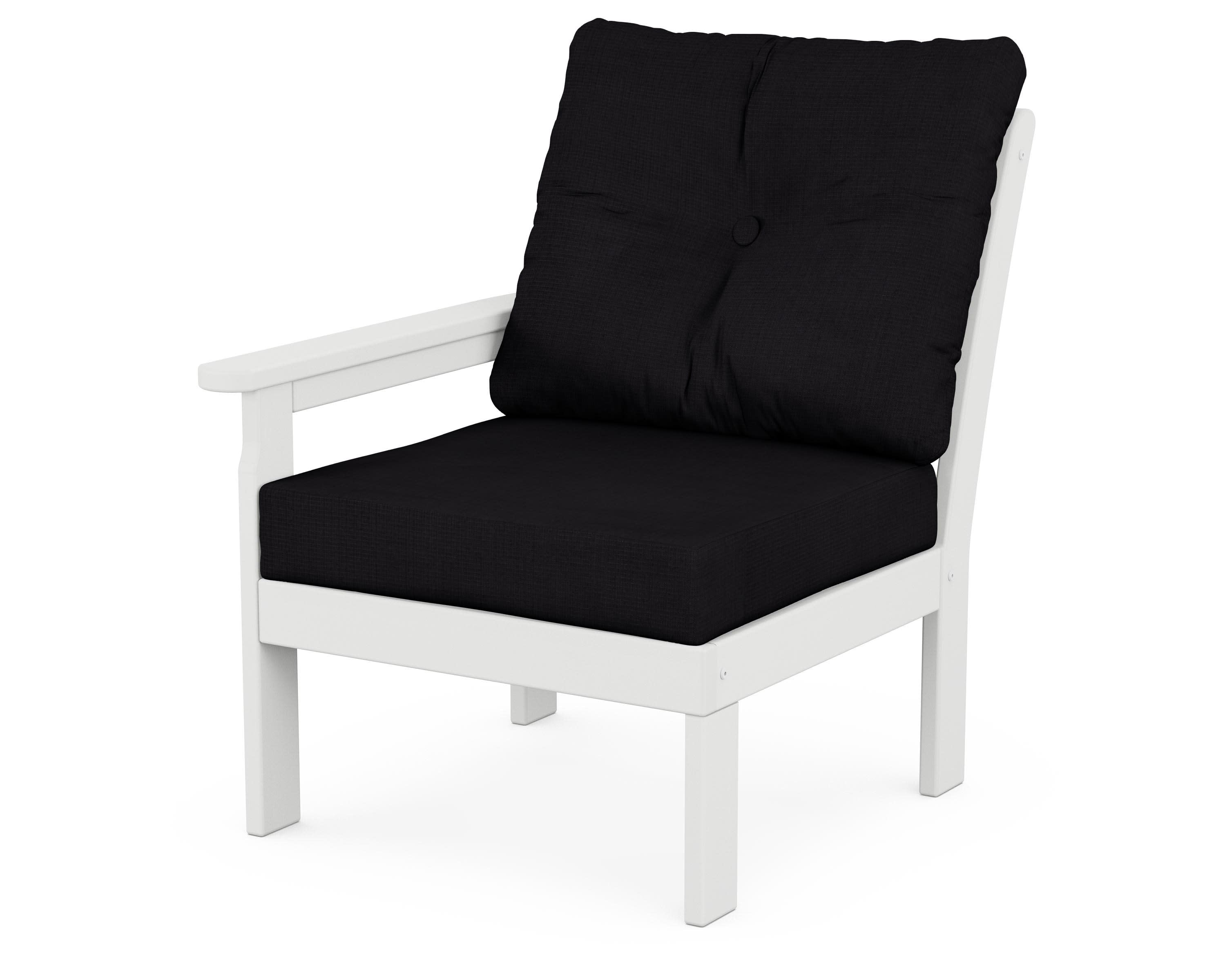 Vineyard Modular Left Arm Chair in White / Midnight Linen