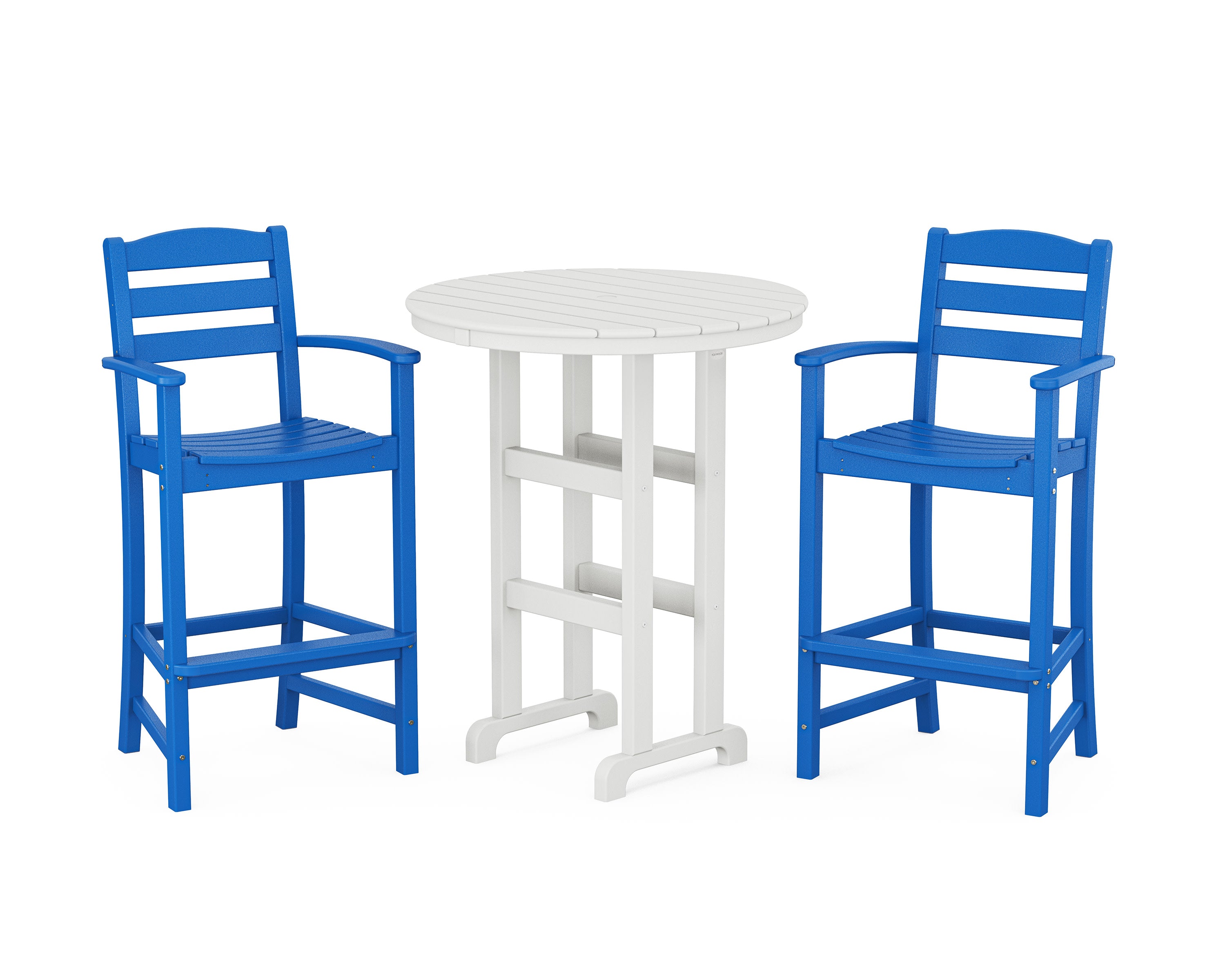 La Casa Caf 3-Piece Round Farmhouse Bar Set in Pacific Blue / White