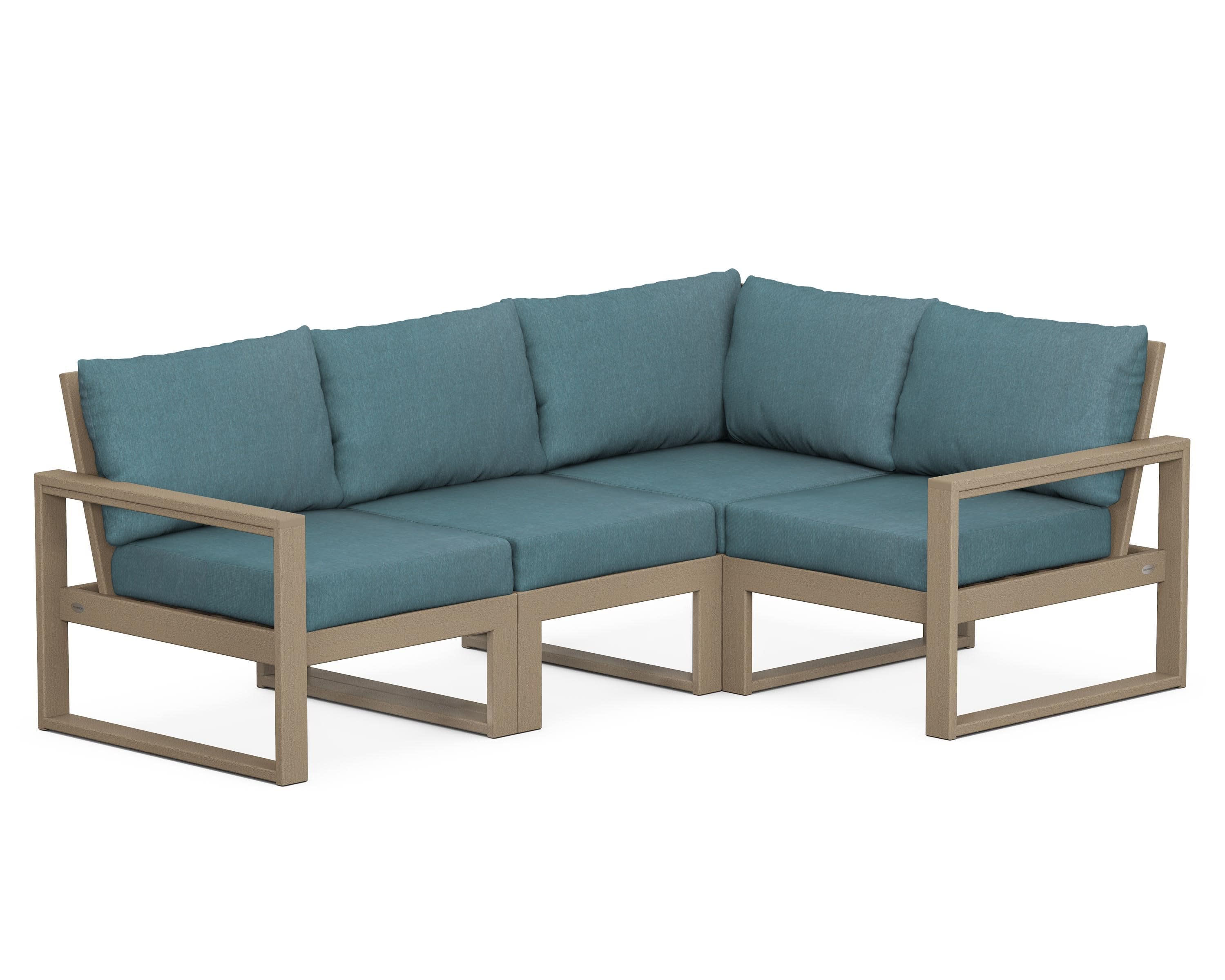 EDGE 4-Piece Modular Deep Seating Set in Vintage Sahara / Ocean Teal