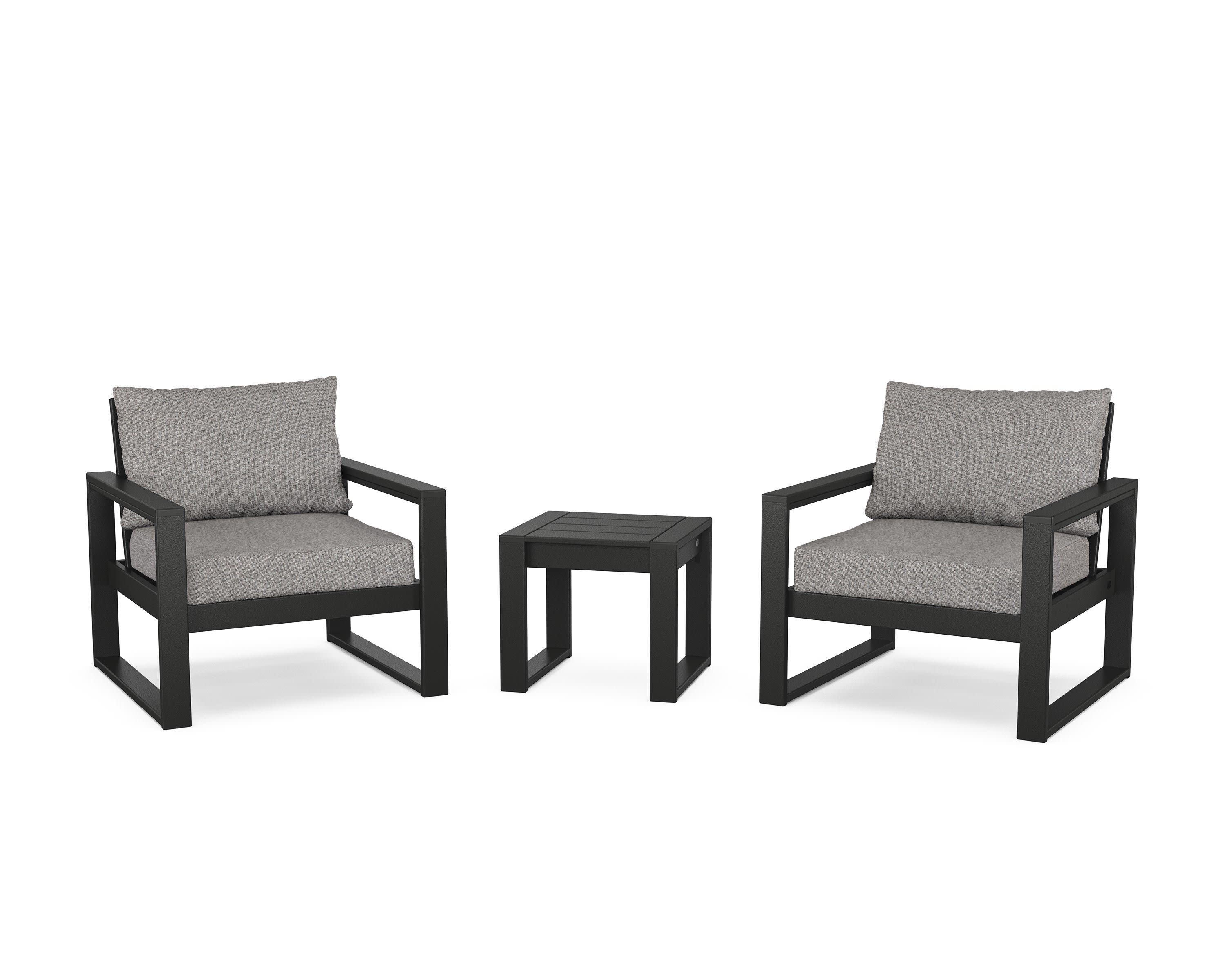EDGE Sectional 3-Piece Deep Seating Set in Black / Grey Mist